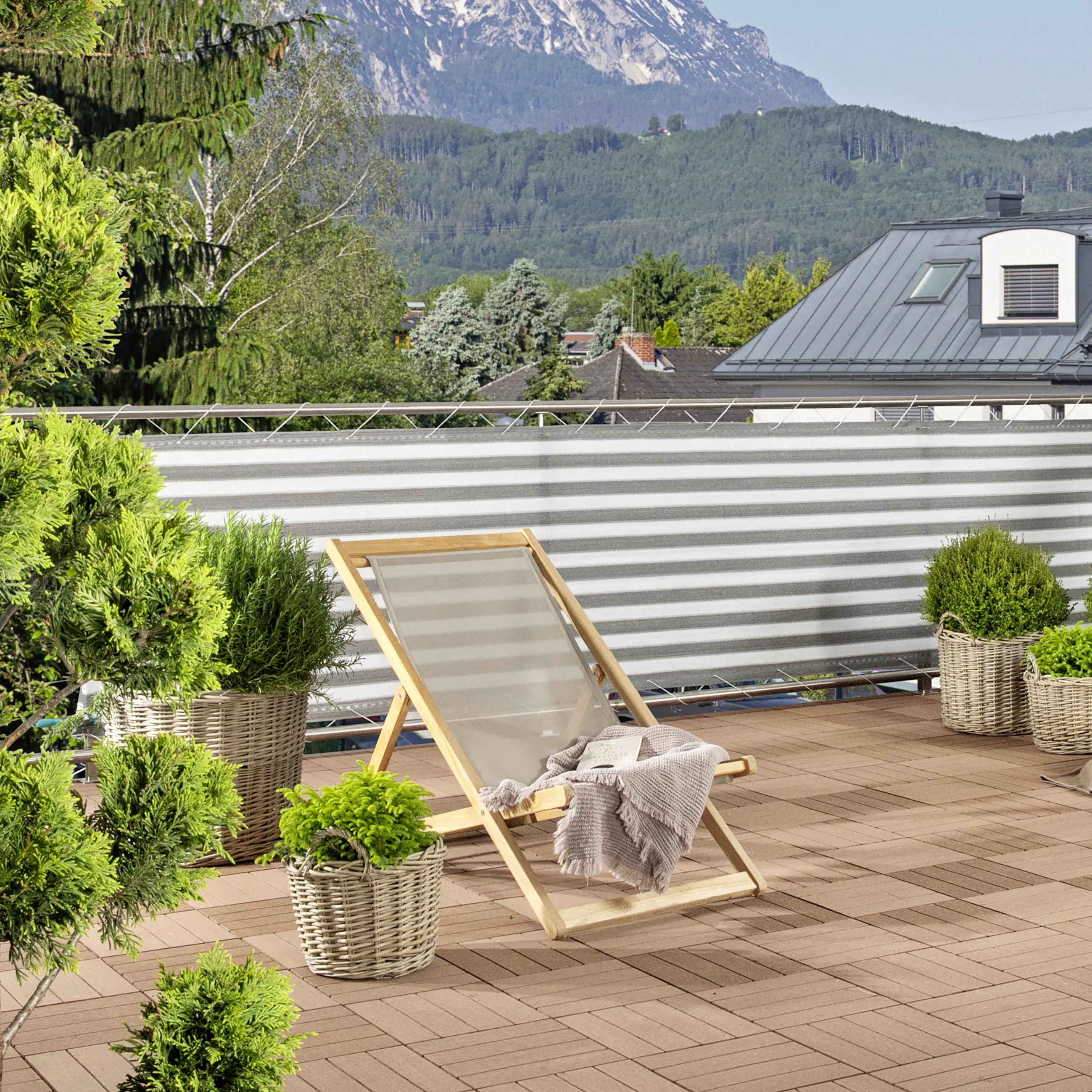 Windhager Balkonsichtschutz Sylt 0,9 x 5 m grau/weiß