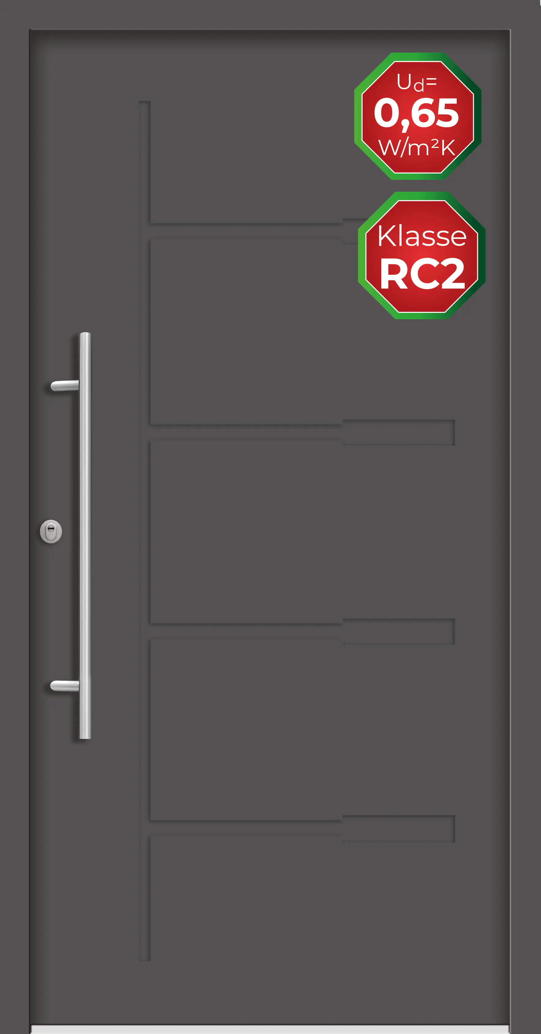 Splendoor Haustür Passivedoor Premium H1 RC2 Anthrazit DIN Links 110 x 210 cm