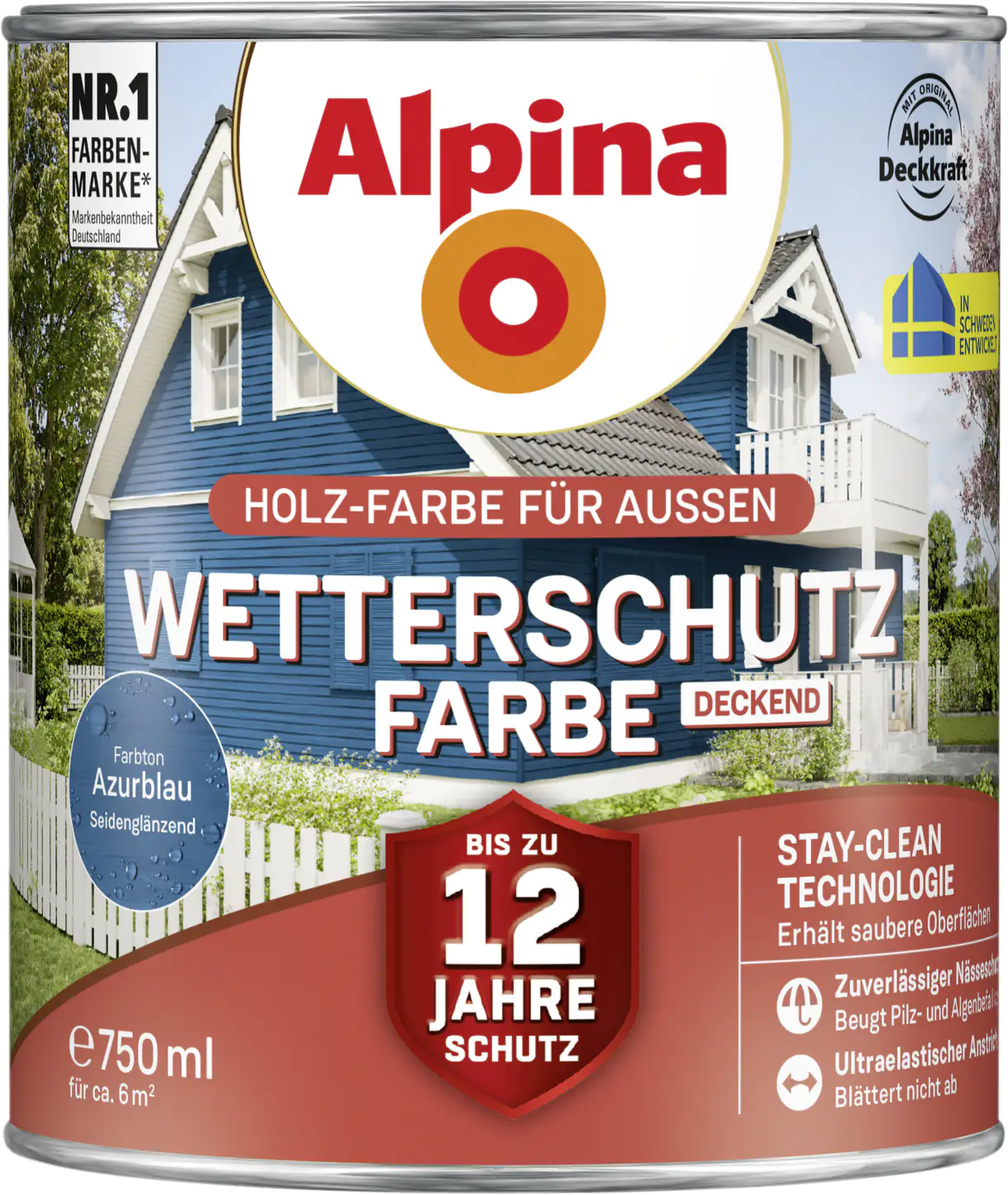 Alpina Wetterschutzfarbe 0,75 L azurblau