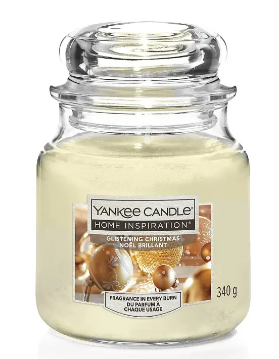 Yankee Candle Duftkerze Mittleres Glas Glistening Christmas 340 g, creme