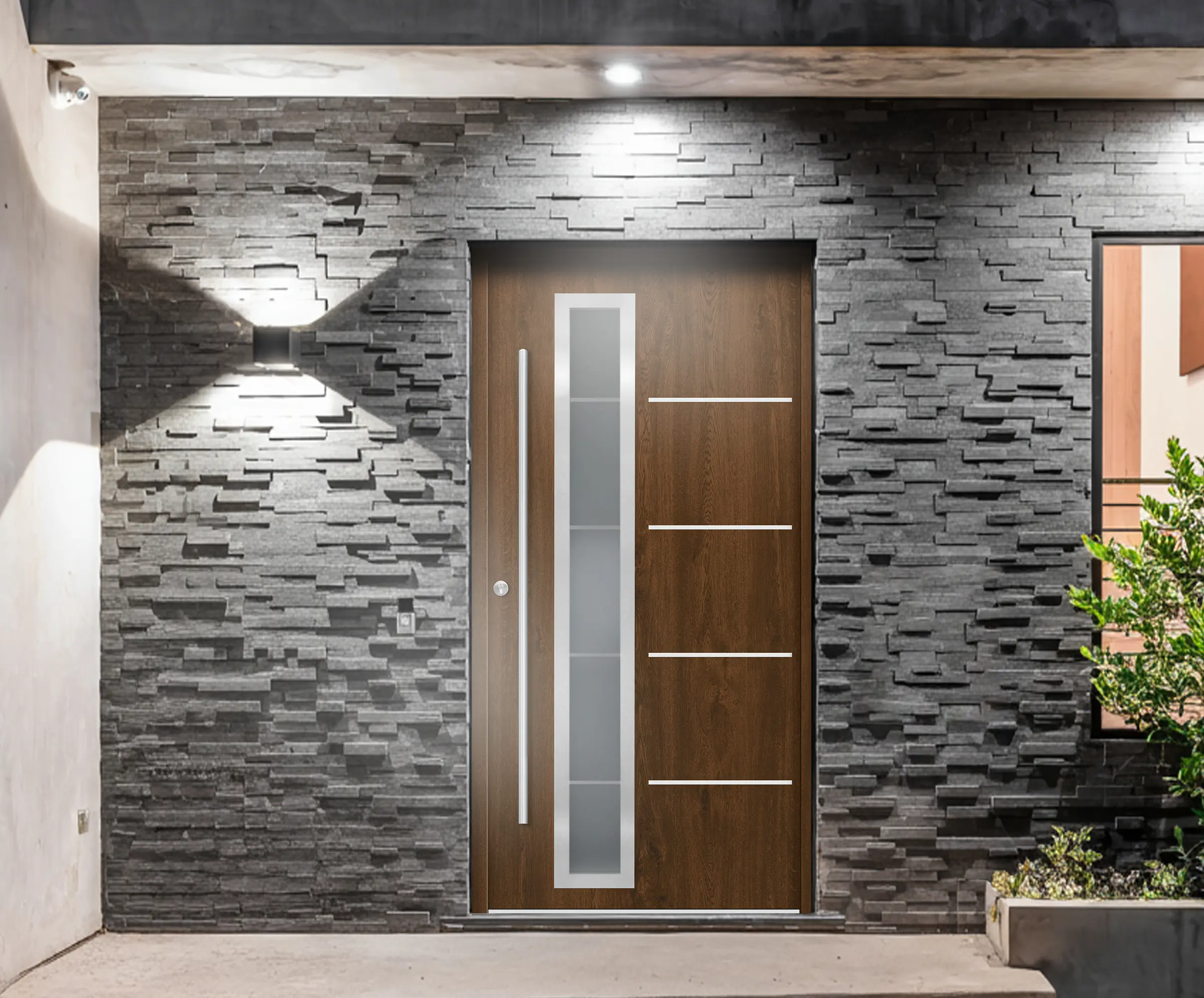 Splendoor Haustür Passivedoor Premium B06 Nussbaum DIN Links 100 x 210 cm