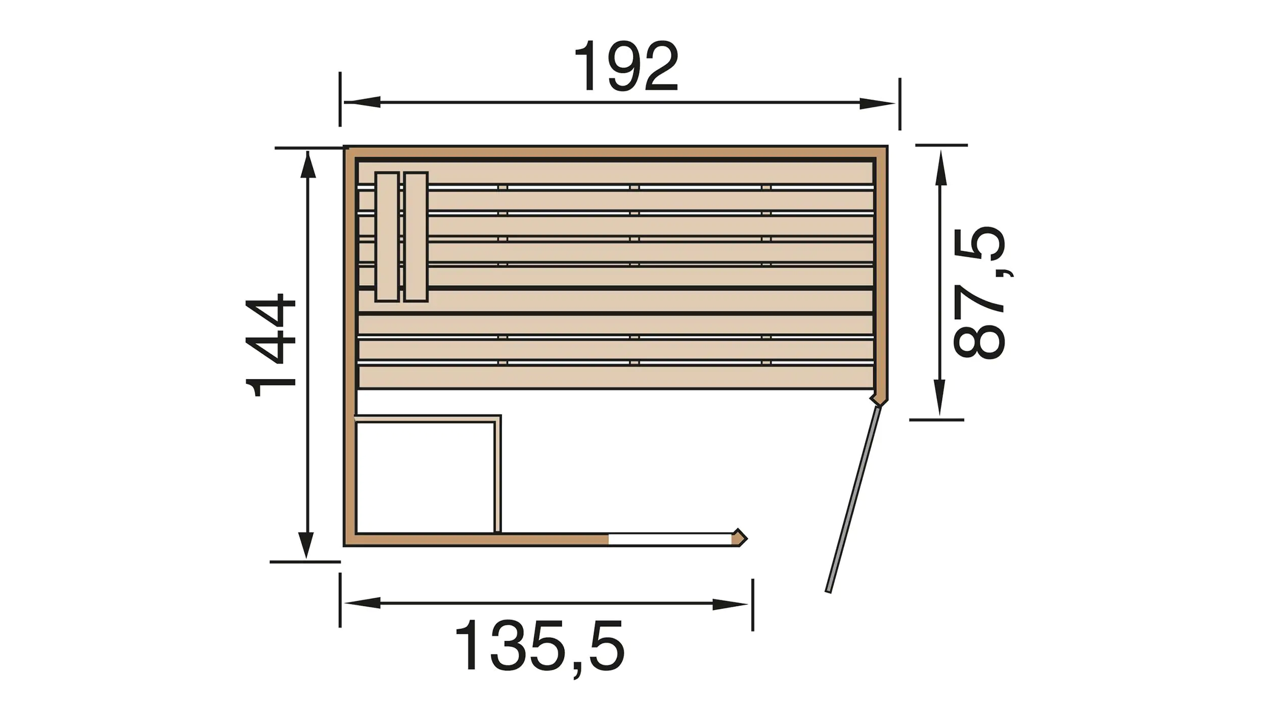 Weka Massivholz-Element-Sauna Laukkala 2 mit Glastür und Fenster