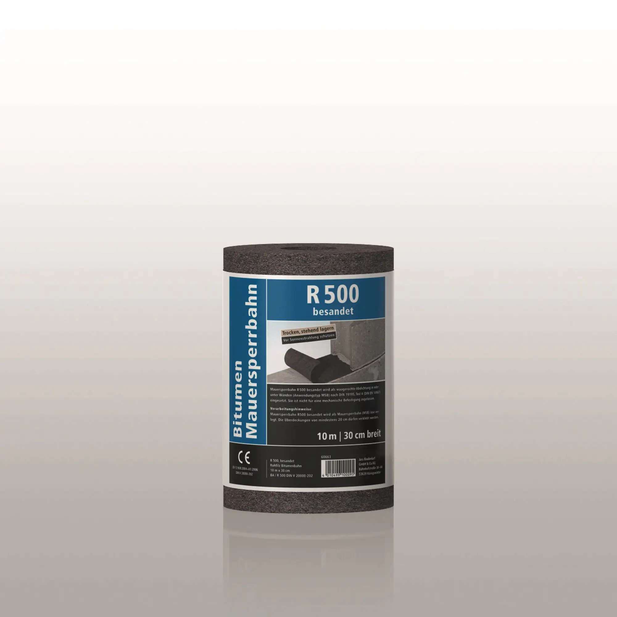 Bitumen-Mauersperrbahn R 500 besandet 10 x 0,3 m = 3 m² schwarz