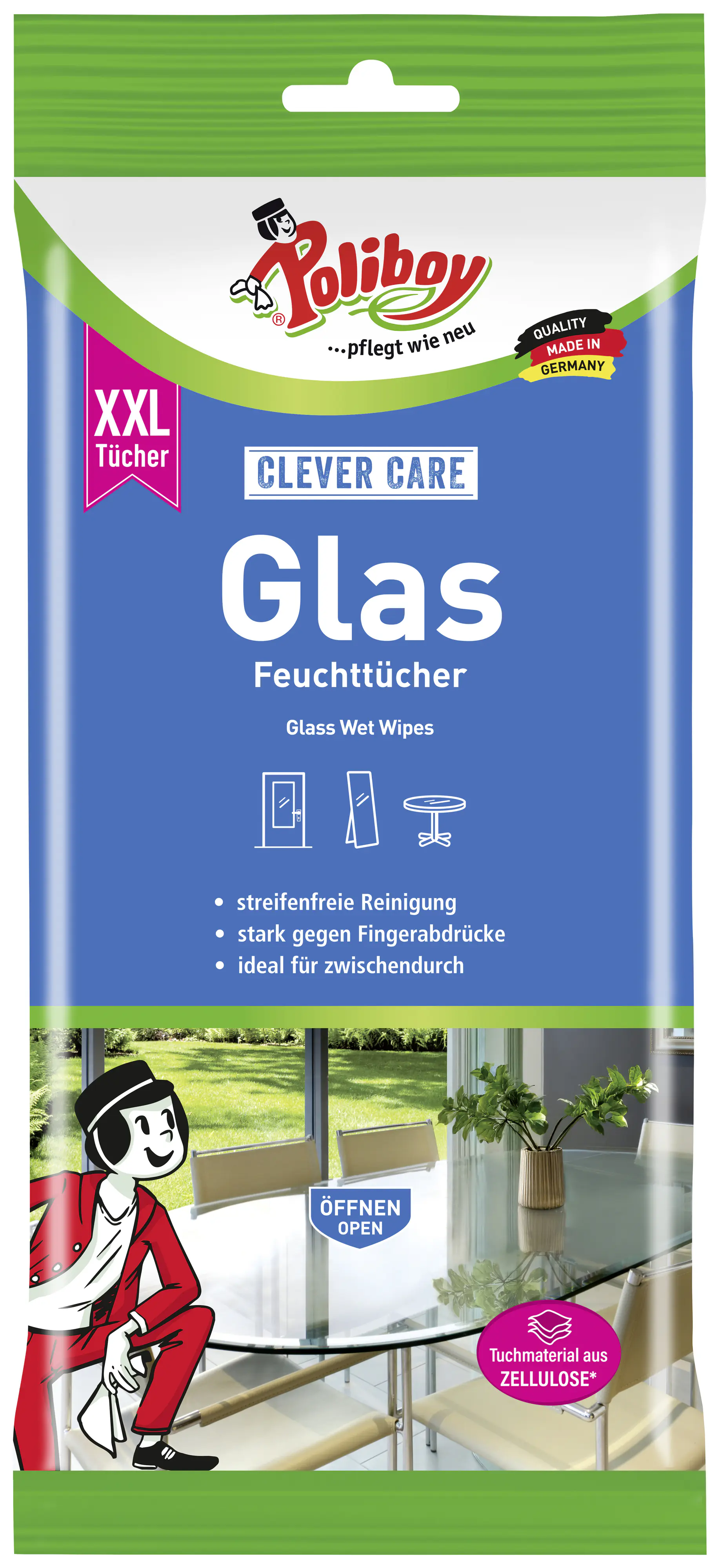 Poliboy Glas Feuchttücher XXL 24 Tücher