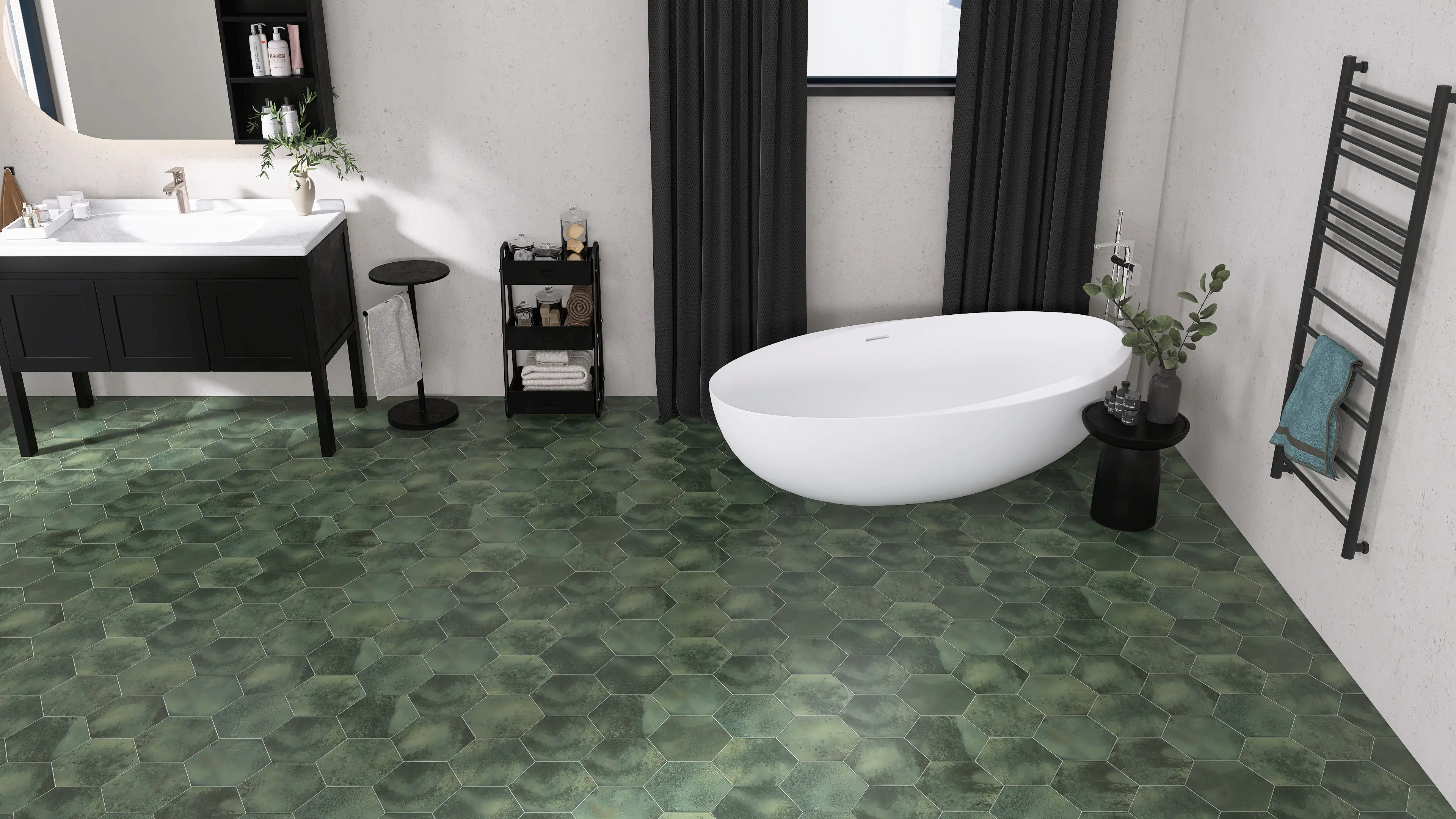 Feinsteinzeug Hexagon Jungle Green 21,5 x 25 cm grün