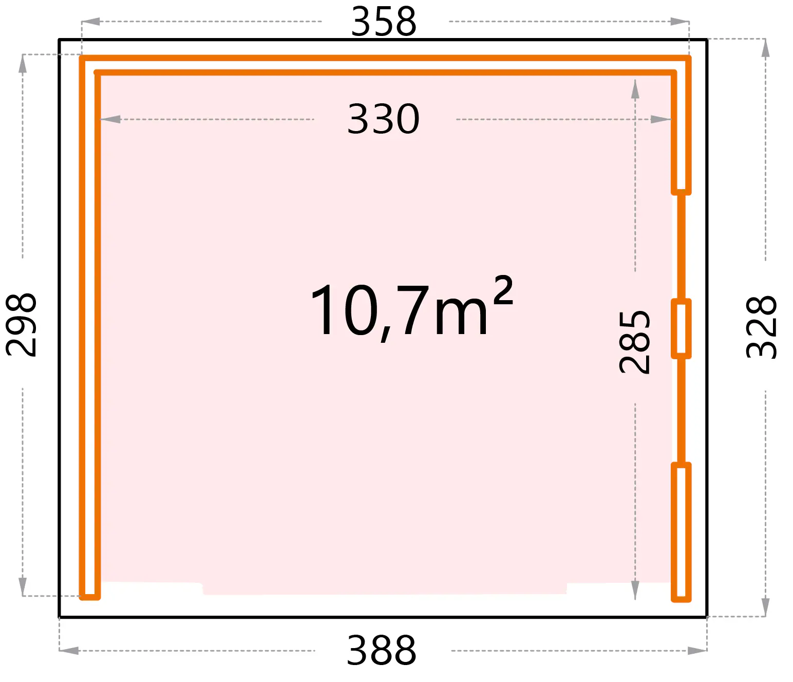 Telluria Pavillon Singolo 3630 mit Fenstern granitgrau 358 x 298 cm