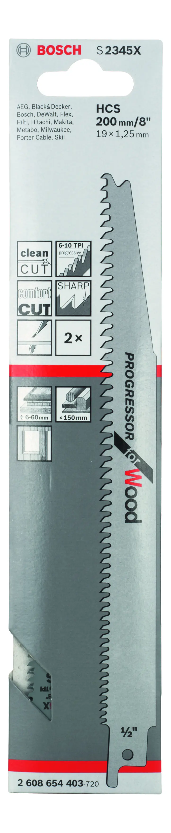 Bosch Säbelsägeblatt S 2345 X gressor for Wood 2 Stück