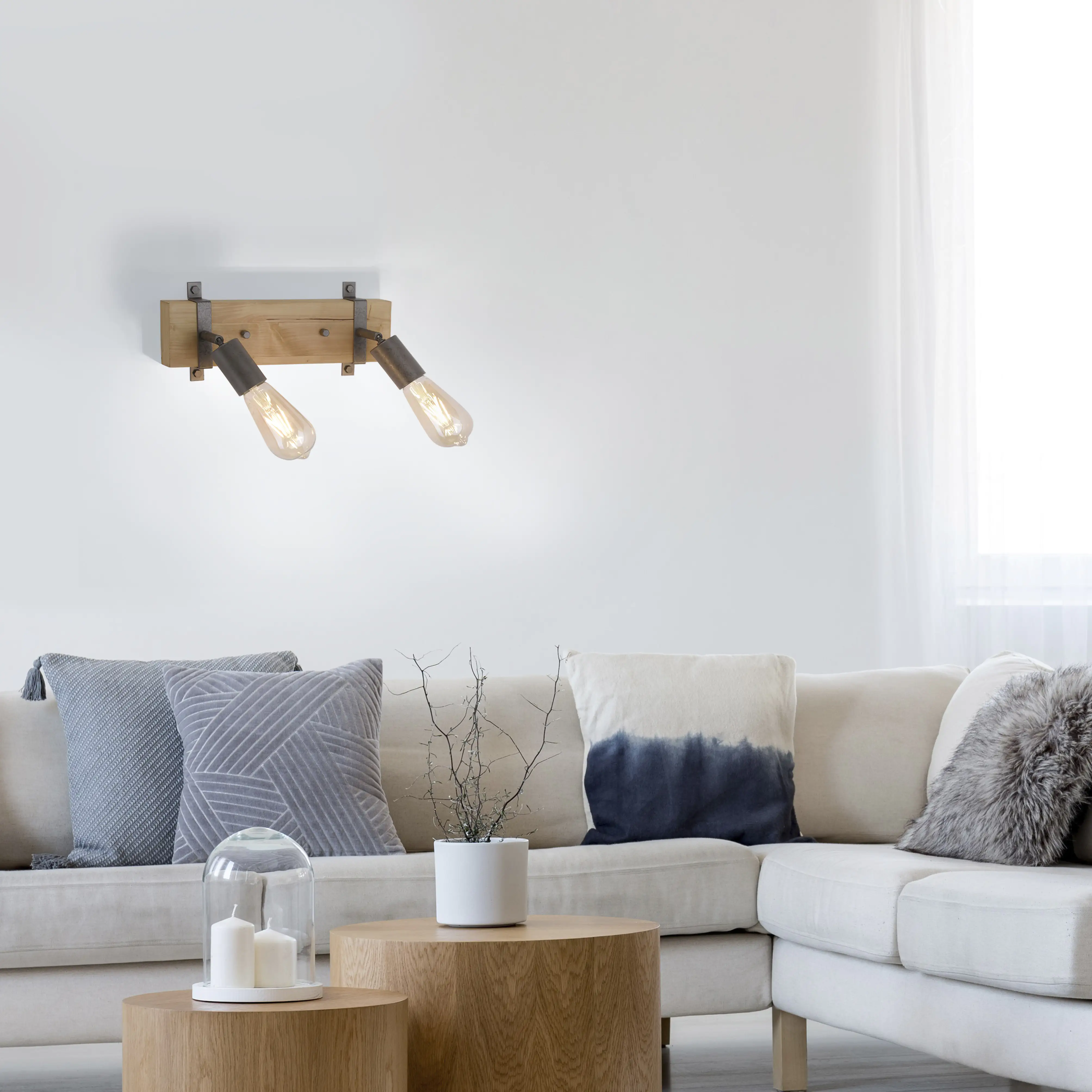 JustLight 2er Spot Slat holz-metall 39 x 15,5 cm E27, max. 40 W