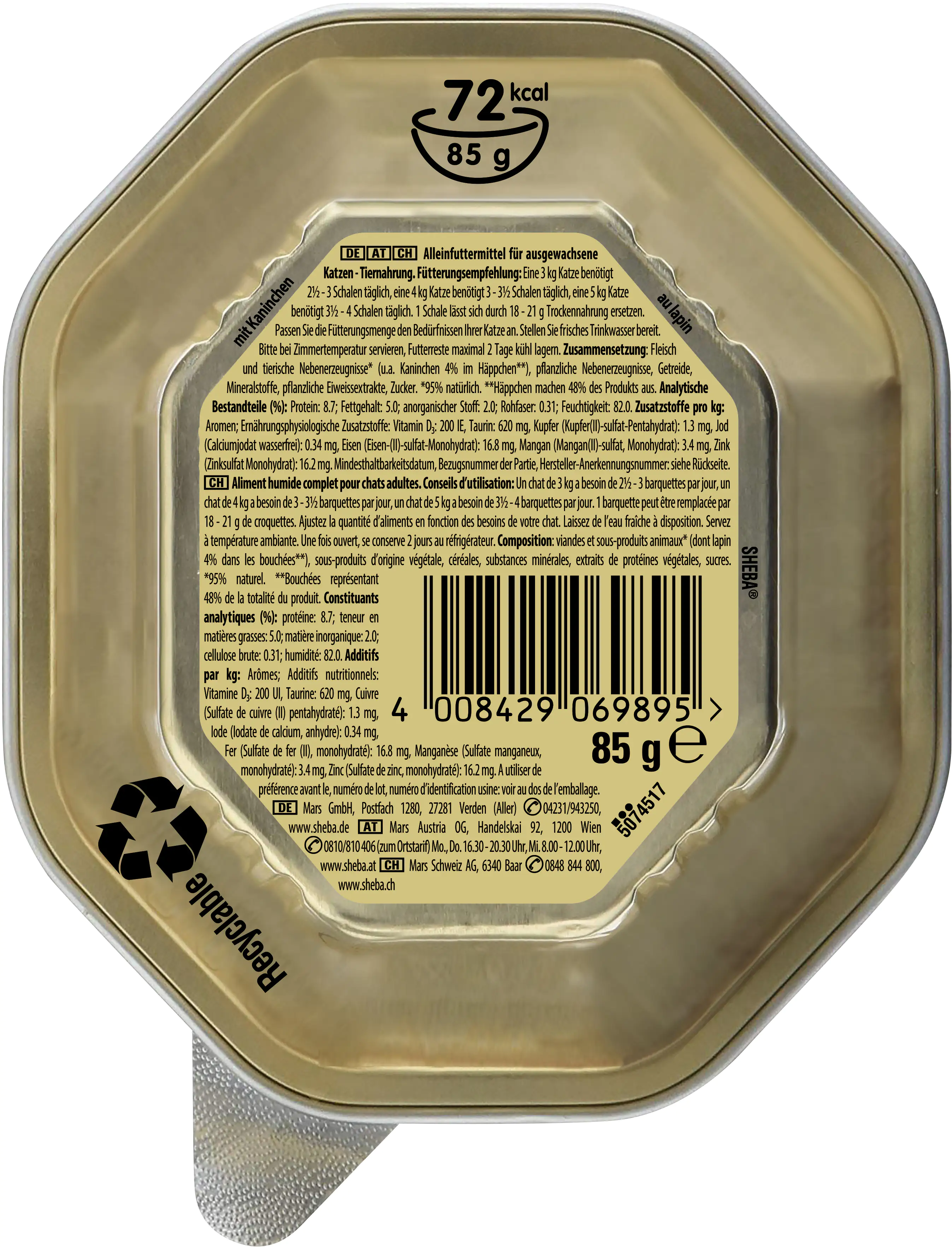 Sheba Selection in Sauce Katzennassfutter Adult 85 g Kaninchenhäppchen