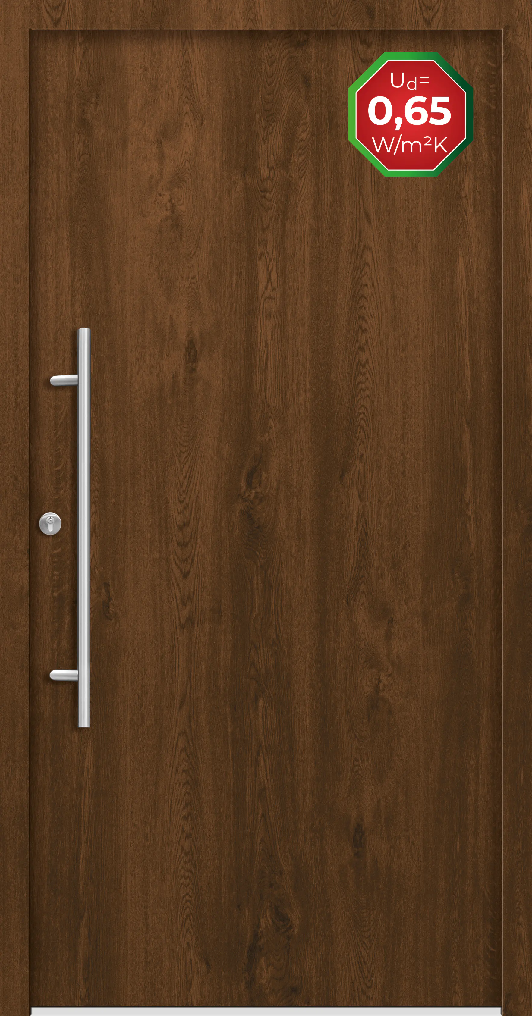 Splendoor Haustür Passivedoor Premium B05 Nussbaum DIN Links 100 x 210 cm