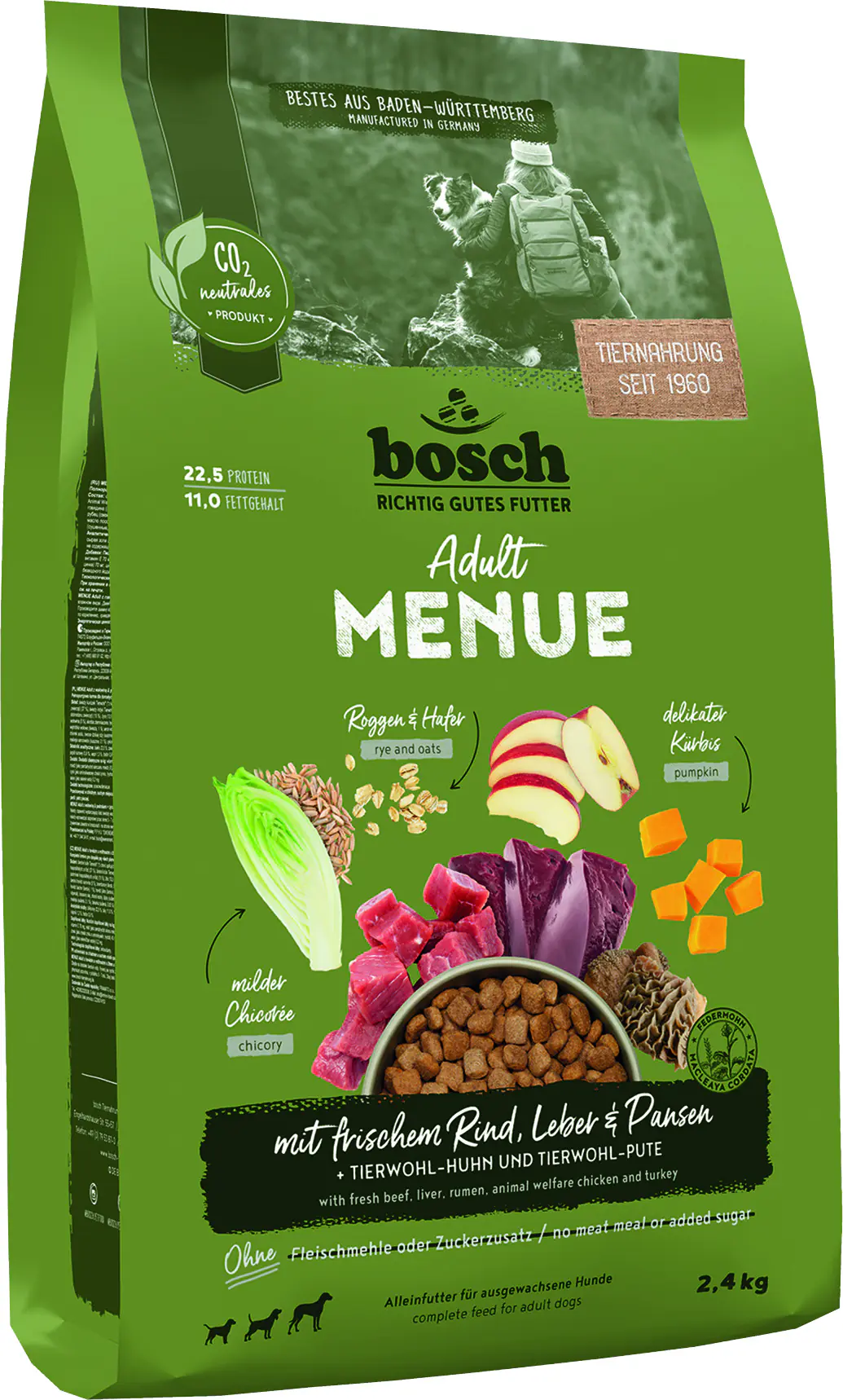 Bosch Hundetrockenfutter Adult Menue 2,4 kg Rind 