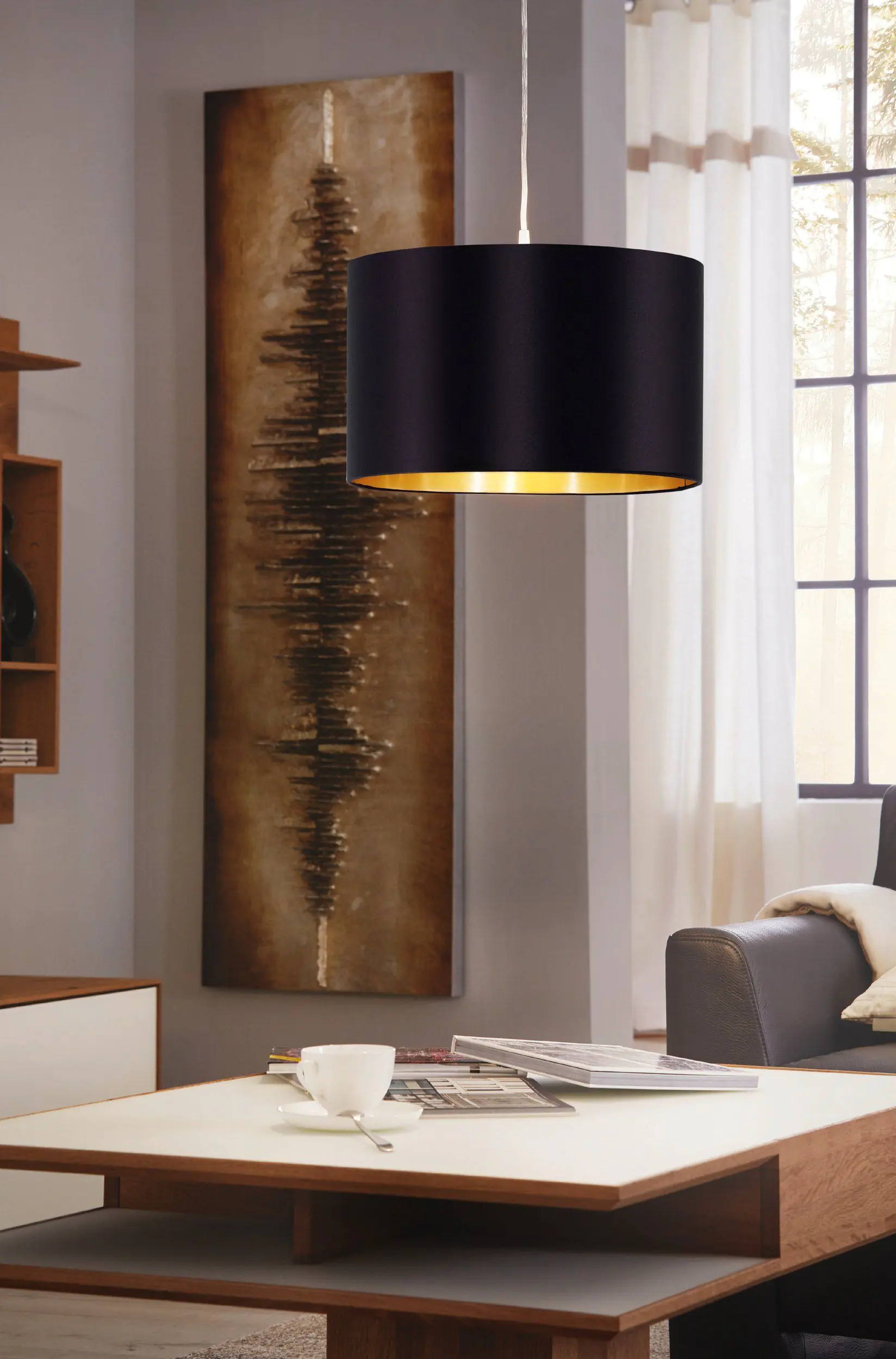 Eglo Pendelleuchte Maserlo schwarz-gold Ø 38 cm E27, max. 60 W