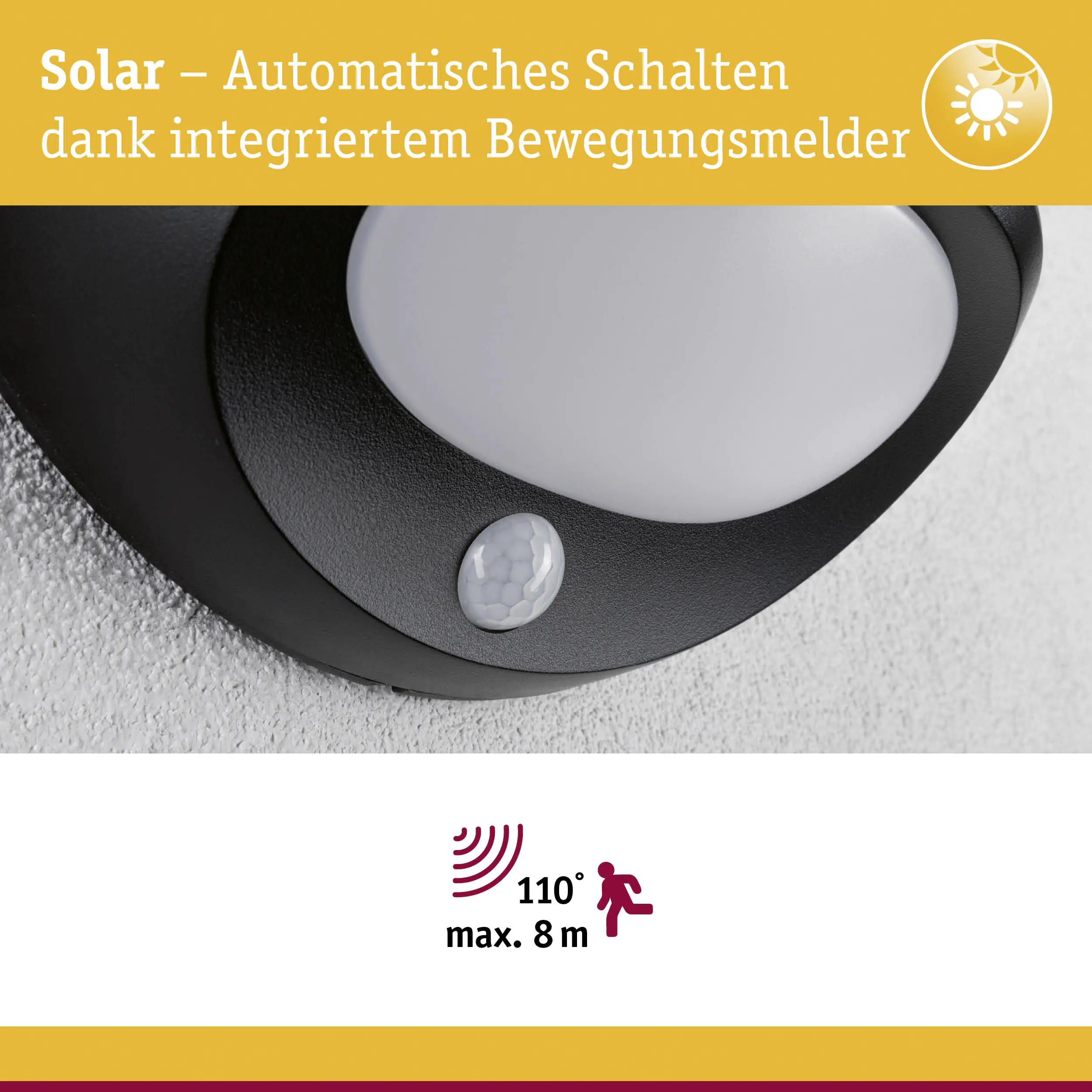 Paulmann Solar-Wandleuchte Soraya anthrazit warmweiß mit Bewegungsmelder
