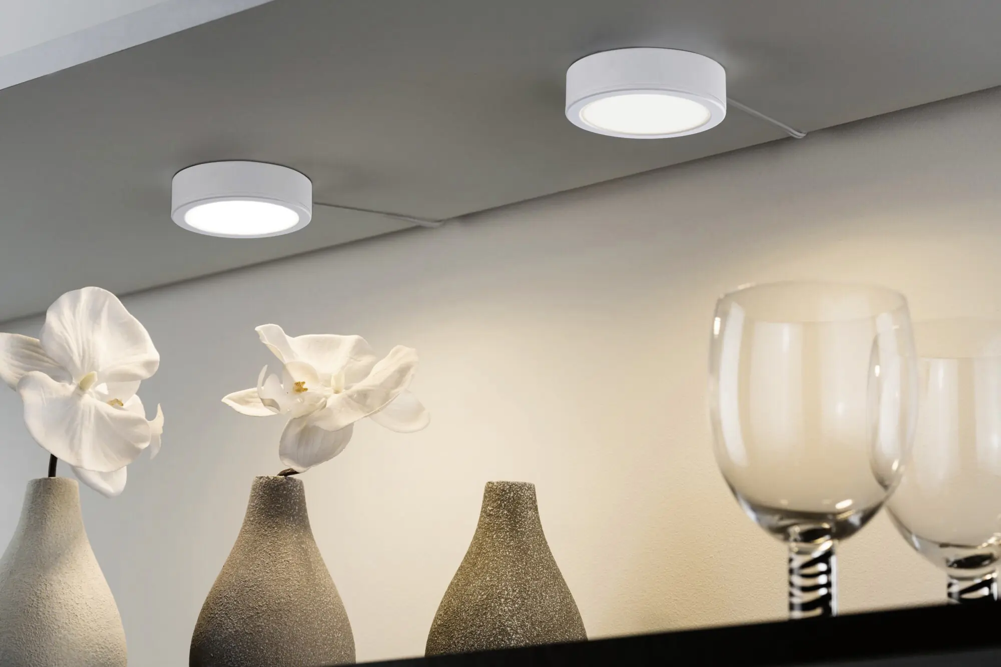 Paulmann LED Unterbauleuchte Pukk weiß Ø 6,5 cm warmweiß 3er Set