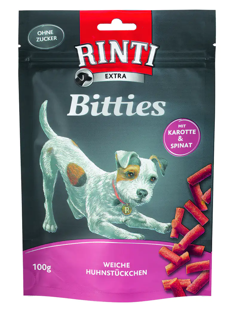 Rinti Extra Bitties Hundesnack 100 g Huhn, Karotten & Spinat
