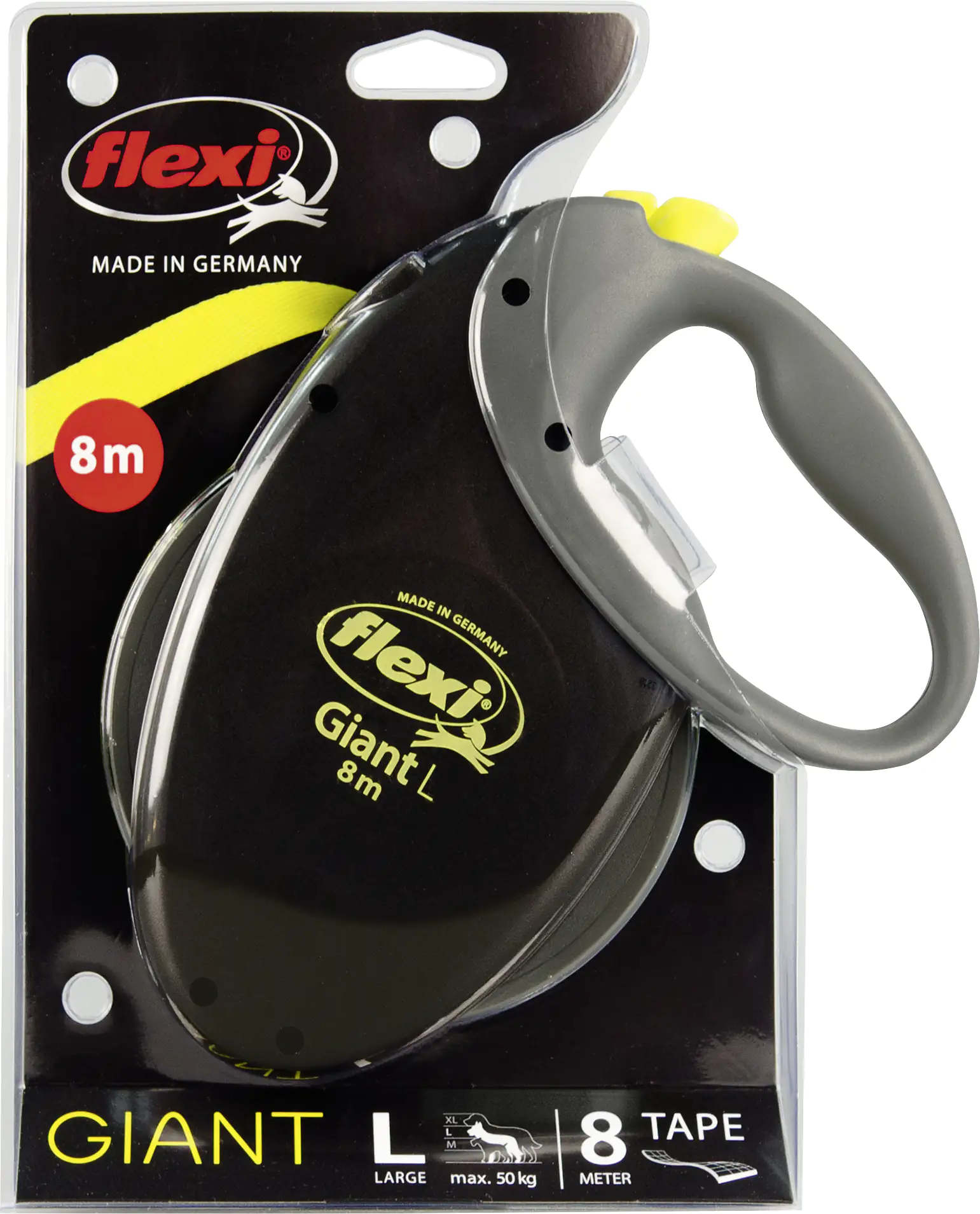 Flexi Hundeleine Giant neon, Gurt 8 m
