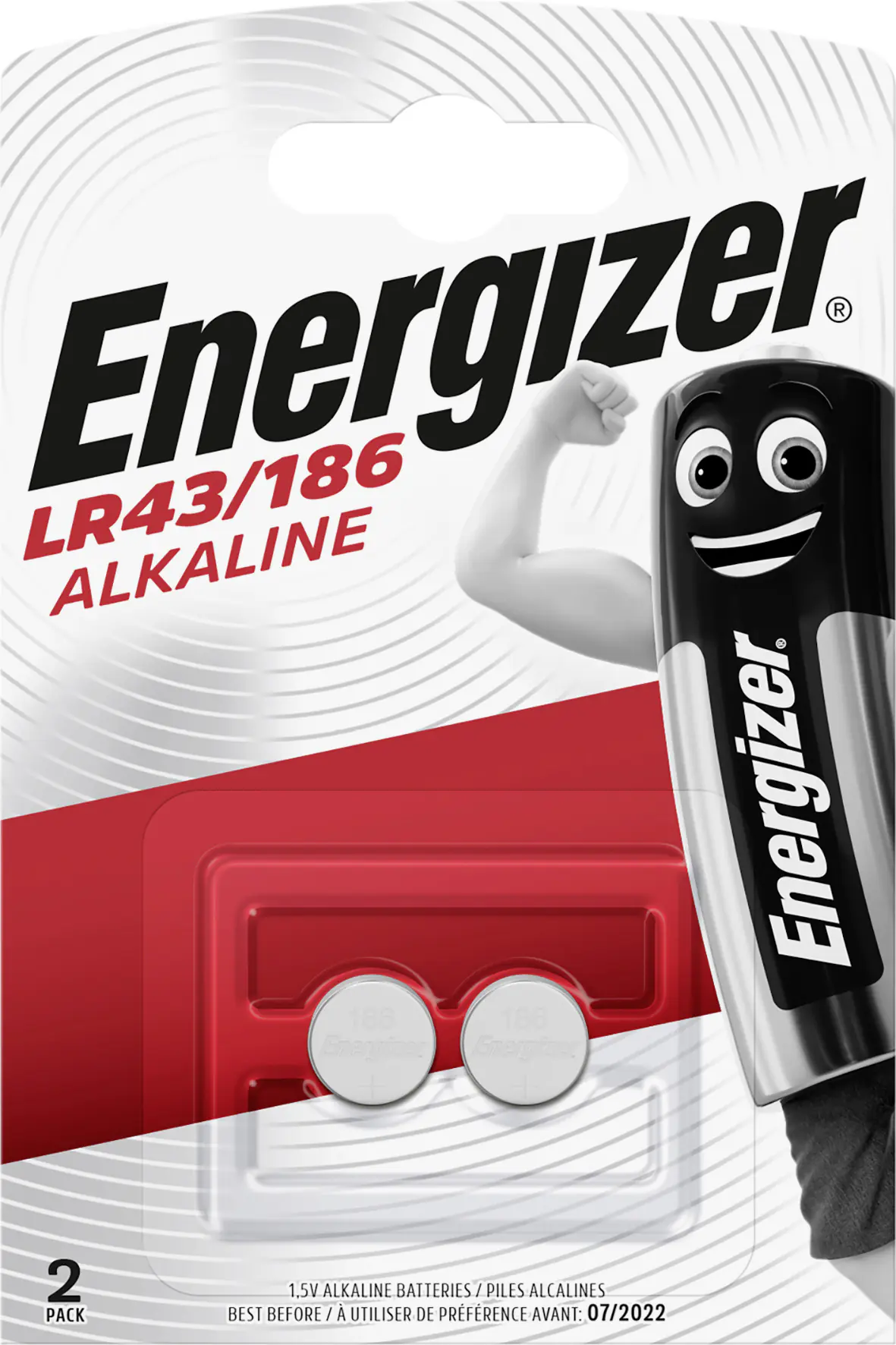 Energizer Knopfzelle LR43/186 Alkaline 1,5 V, 2er Pack