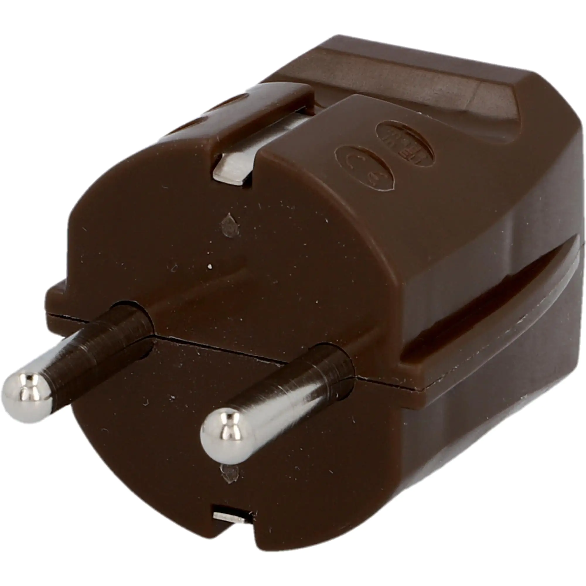 Schutzkontakt-Stecker ohne Knickschutz braun