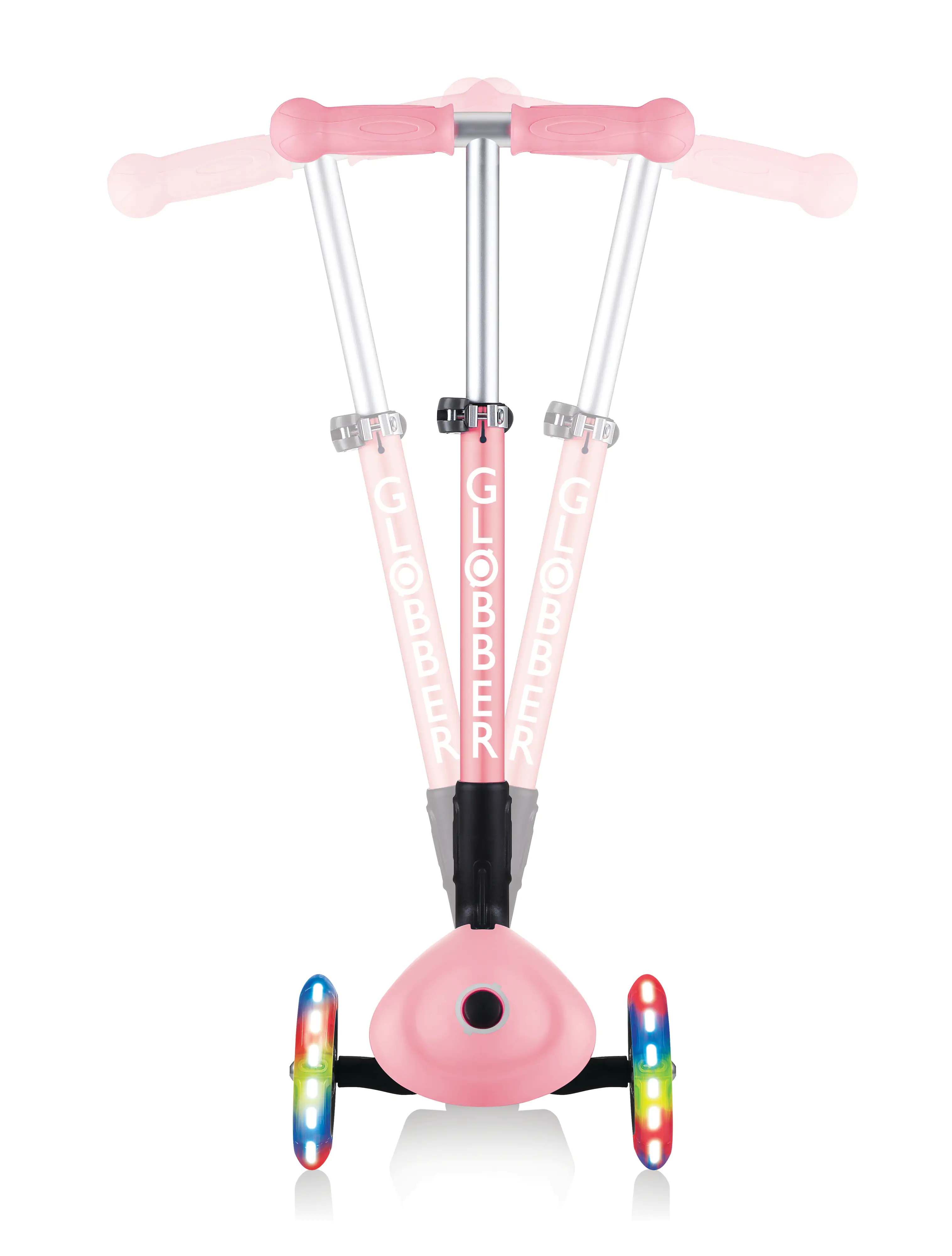 Globber Scooter Junior Foldable Lights pastellrosa-Flowers mit Leuchtrollen