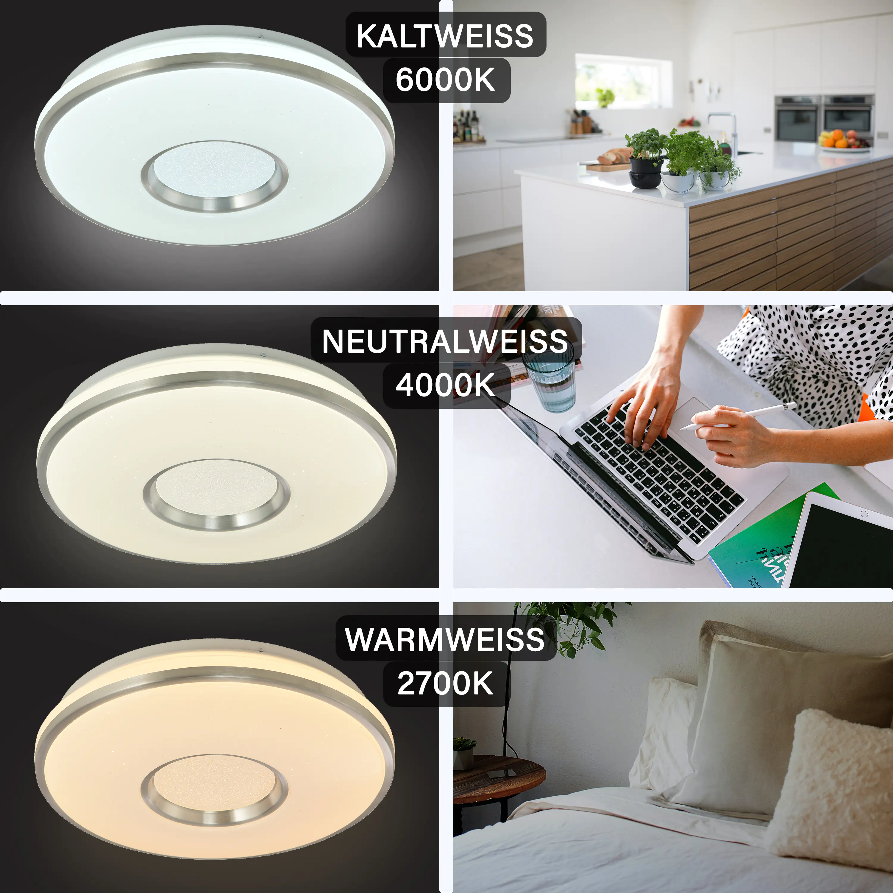 MegaLight LED Deckenleuchte ShiningStar Ø 39 cm RGBW