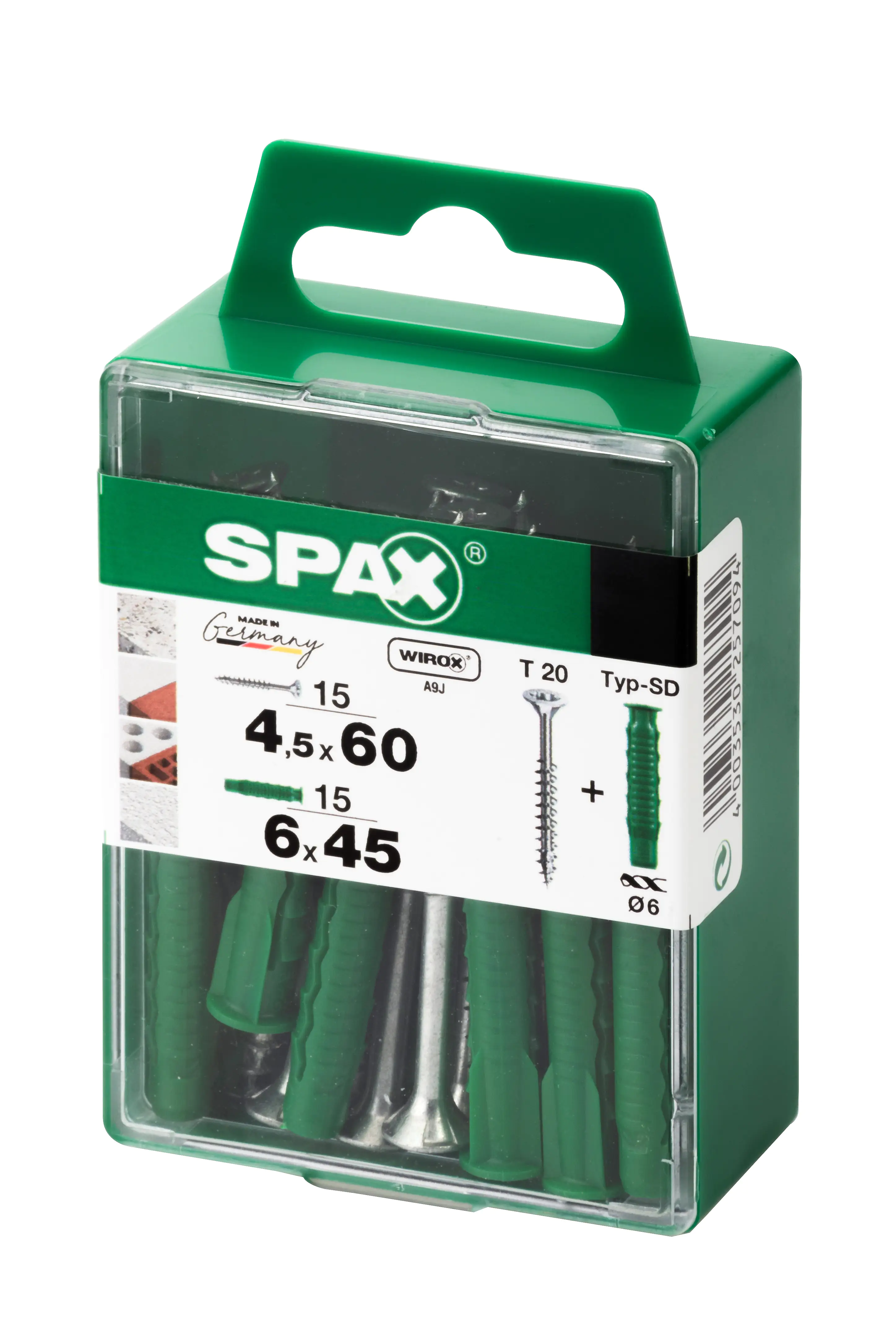 Spax Universalschrauben + Dübel 4.5 x 60 mm TX 20 - 15er Set