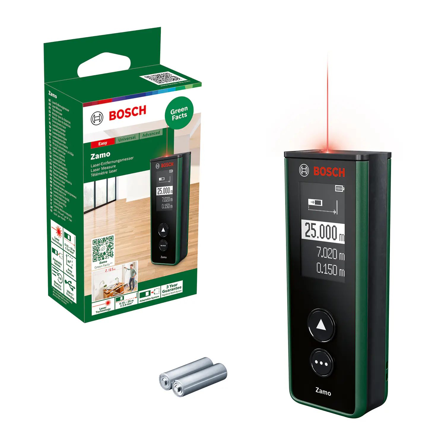 Bosch Laser-Entfernungsmesser Zamo IV bis 25 m über USB-C aufladbar