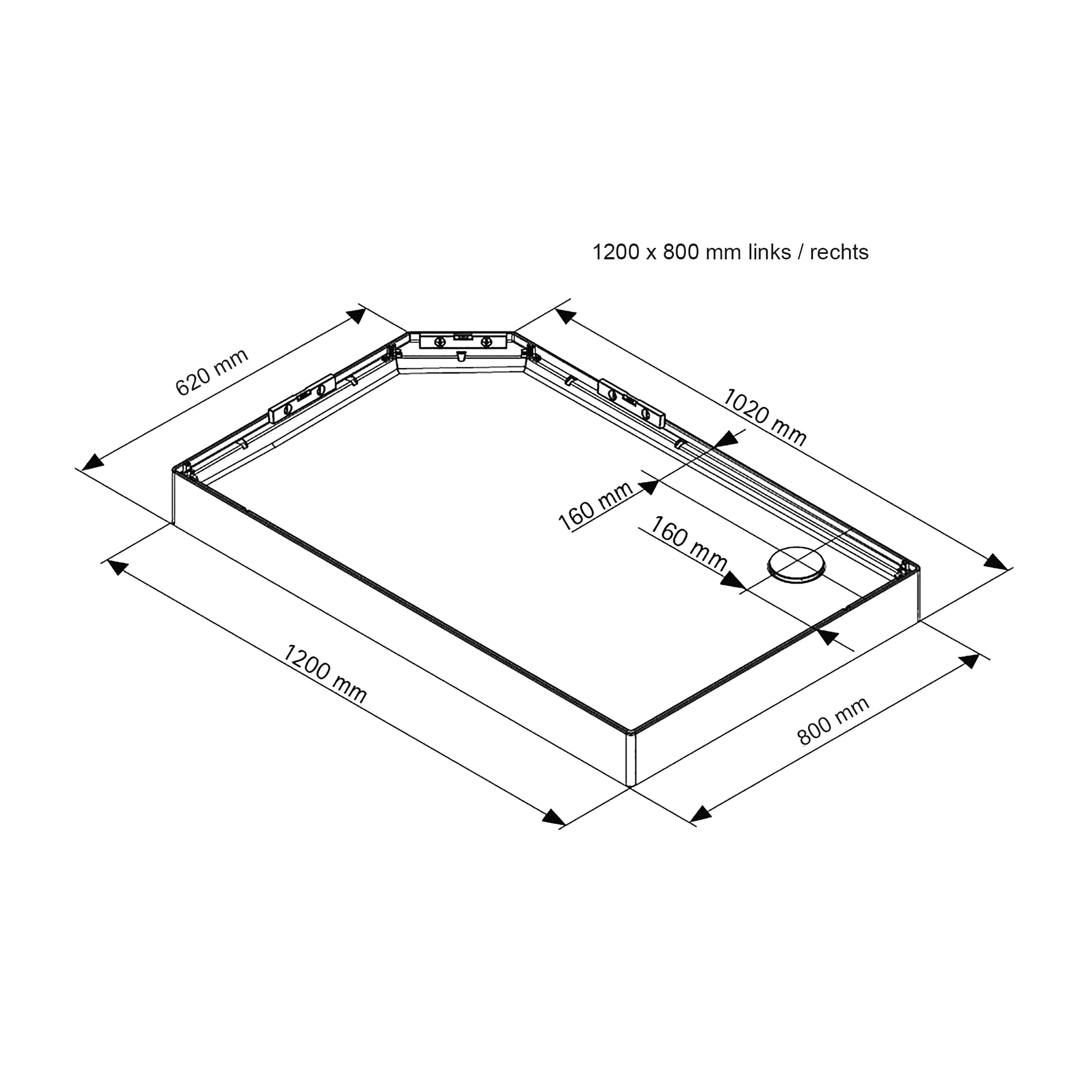 Breuer Komplettdusche BR 100 Schiebetür + Seitenwand re 80x120x204 cm, Schwarz, Klarglas hell