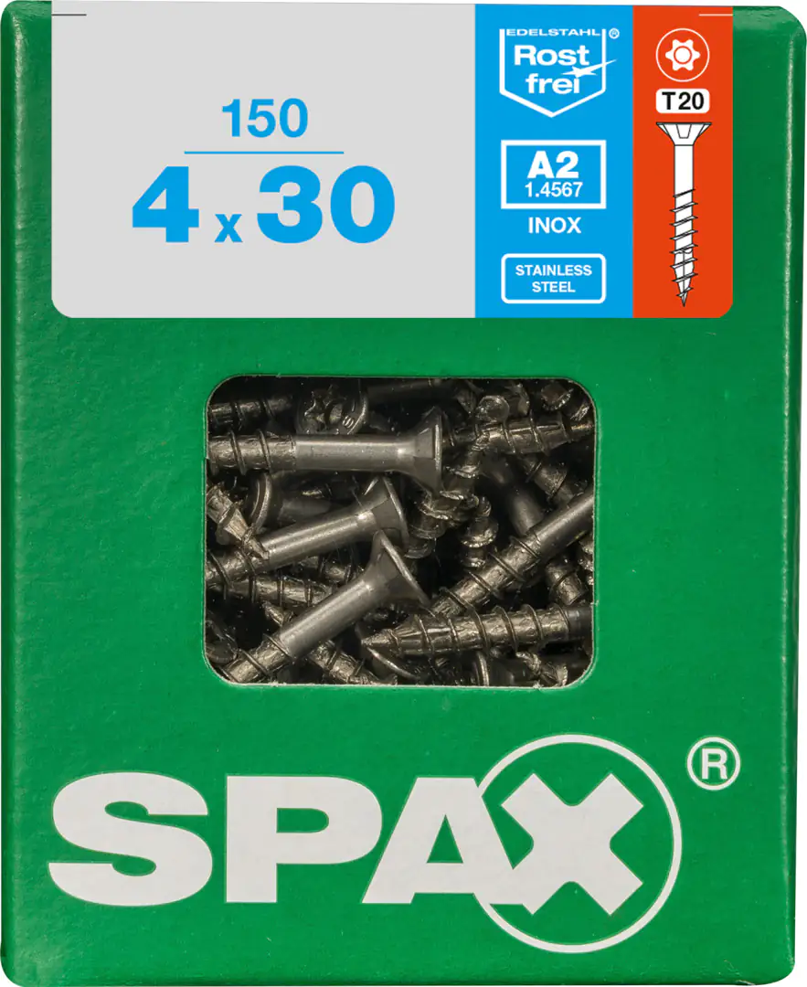 Spax Universalschrauben 4.0 x 30 mm TX 20 Senkkopf - 150 Stück Edelstahl