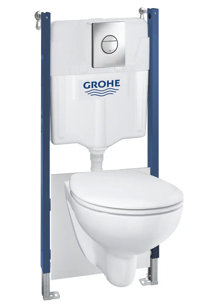 Grohe Wand-WC Komplettset Solido Compact chrom / alpinweiß, 5in1 Set