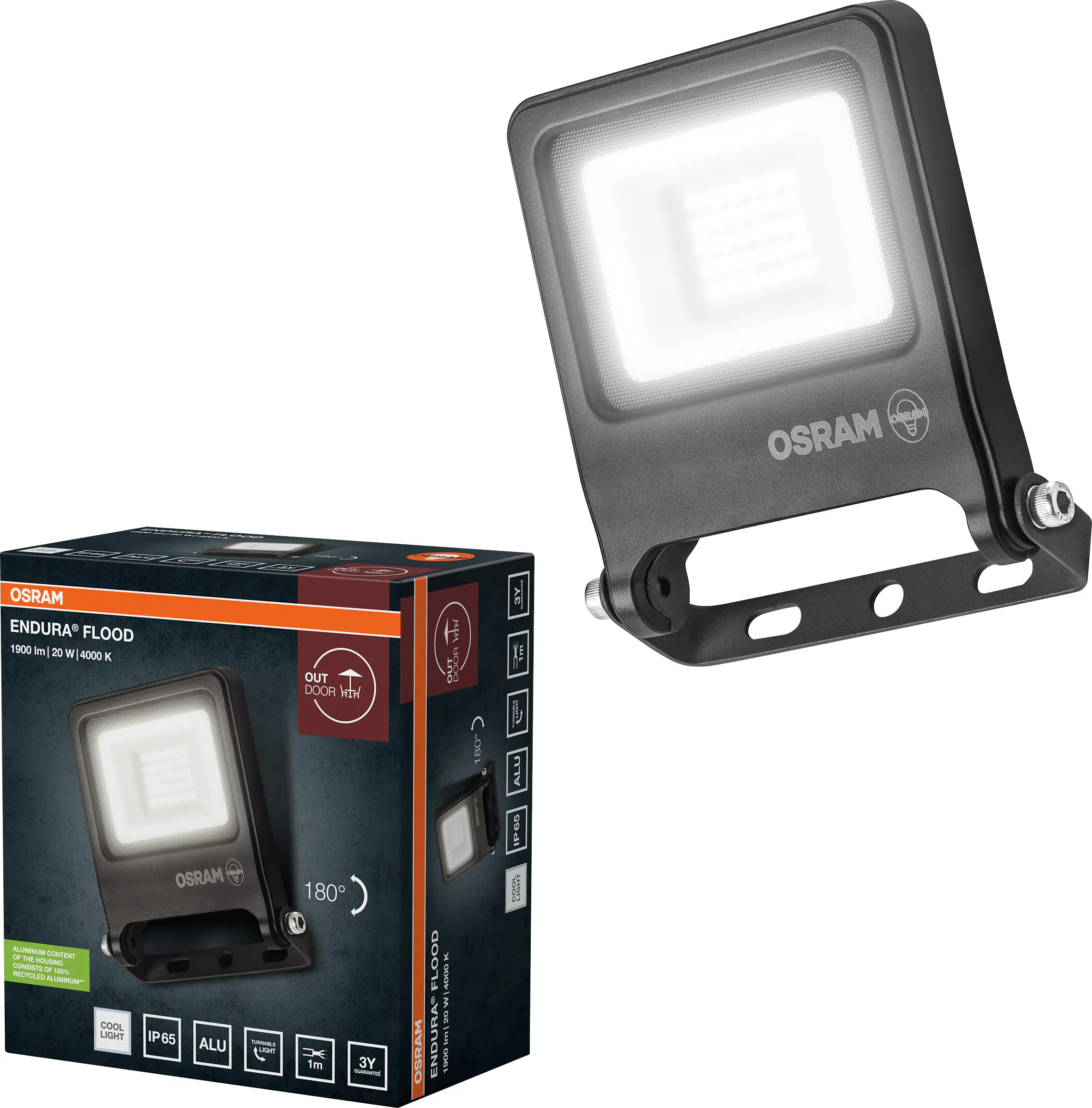 Osram Außenleuchte ENDURA Flood 20W PCR dunkelgrau kaltweiß