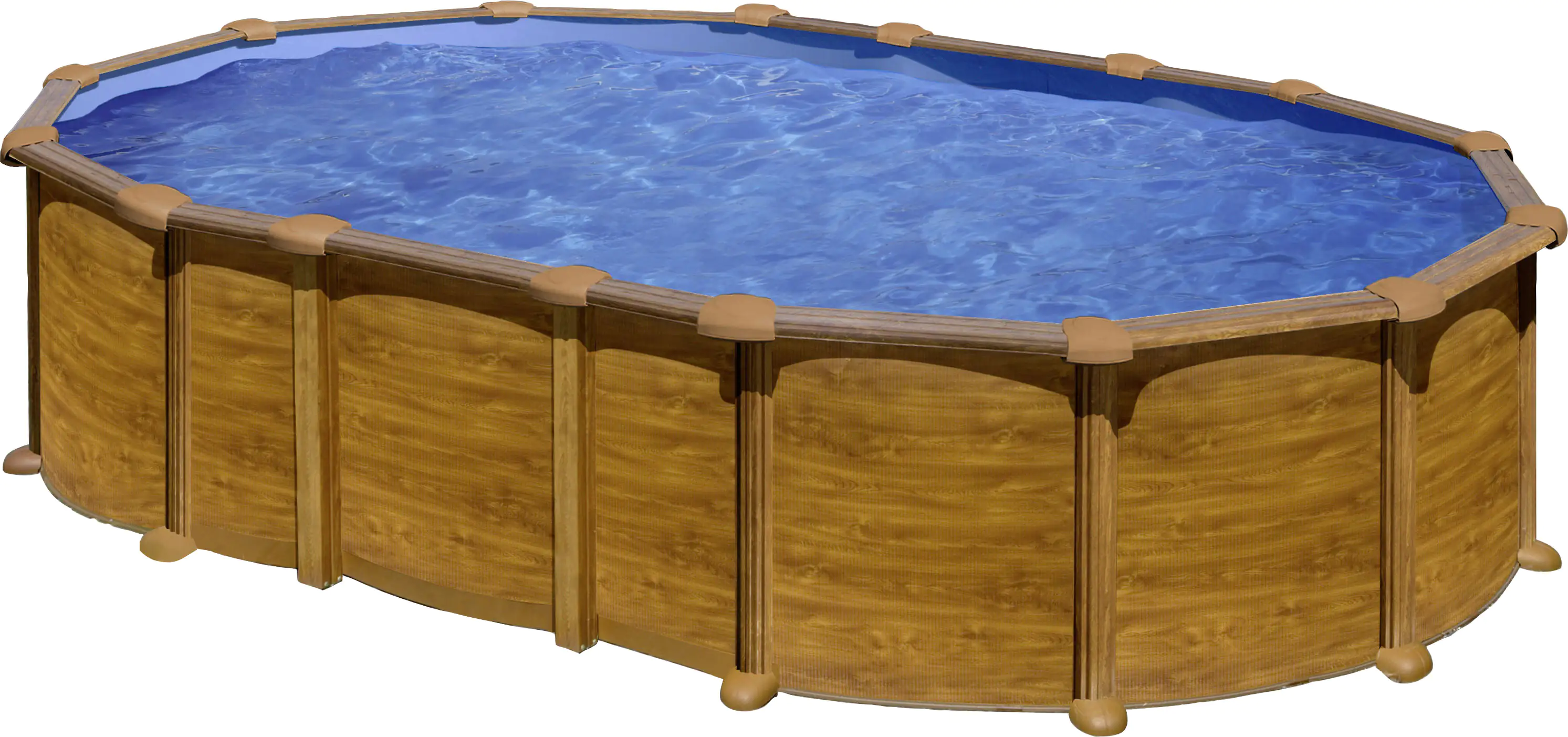 Gre Stahlwandpool Amazonia oval 610 x 375 x 132 cm, Holzdekor