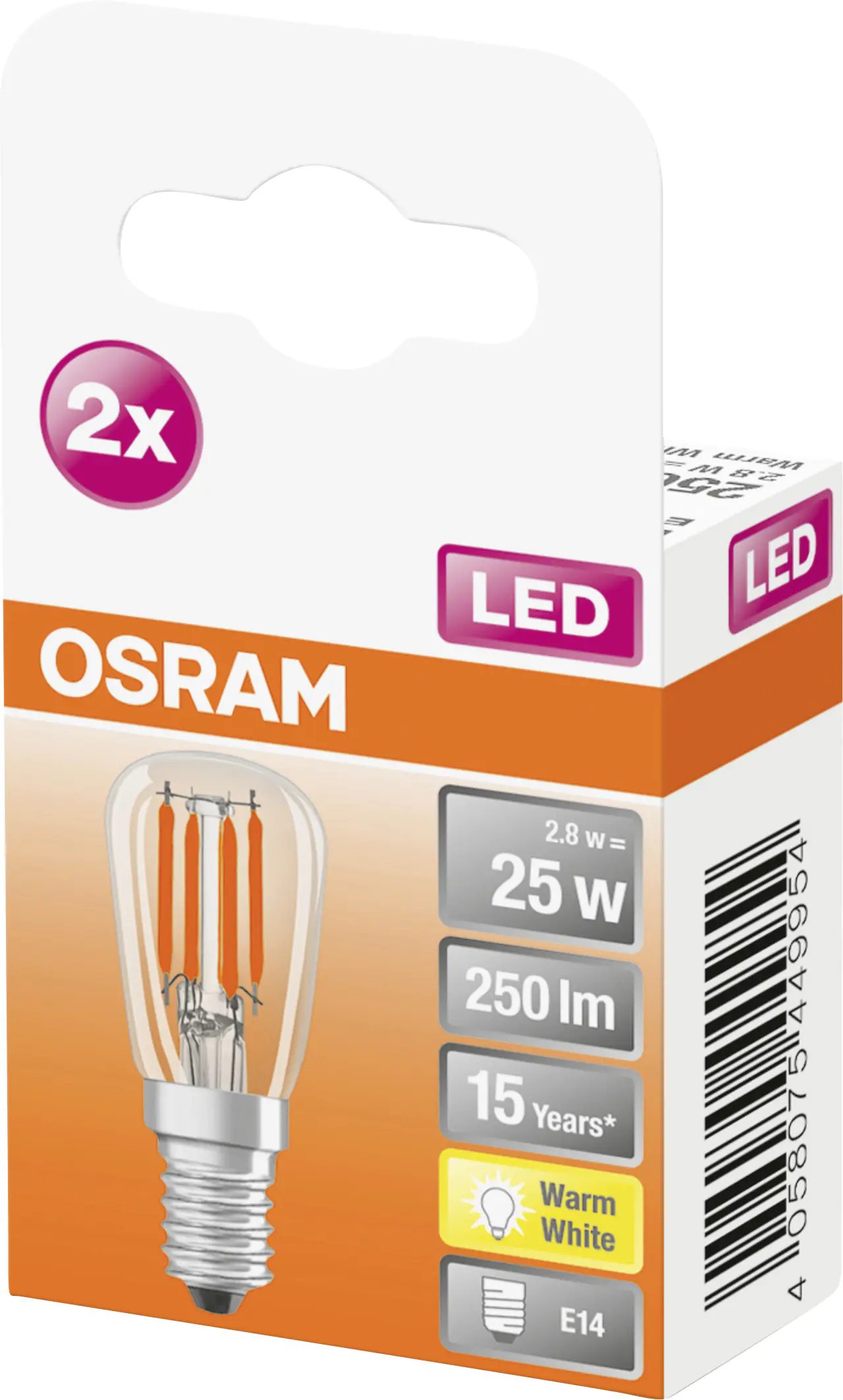 Osram LED Kühlschranklampe Special T26 25 E14 2,8W warmweiß, klar