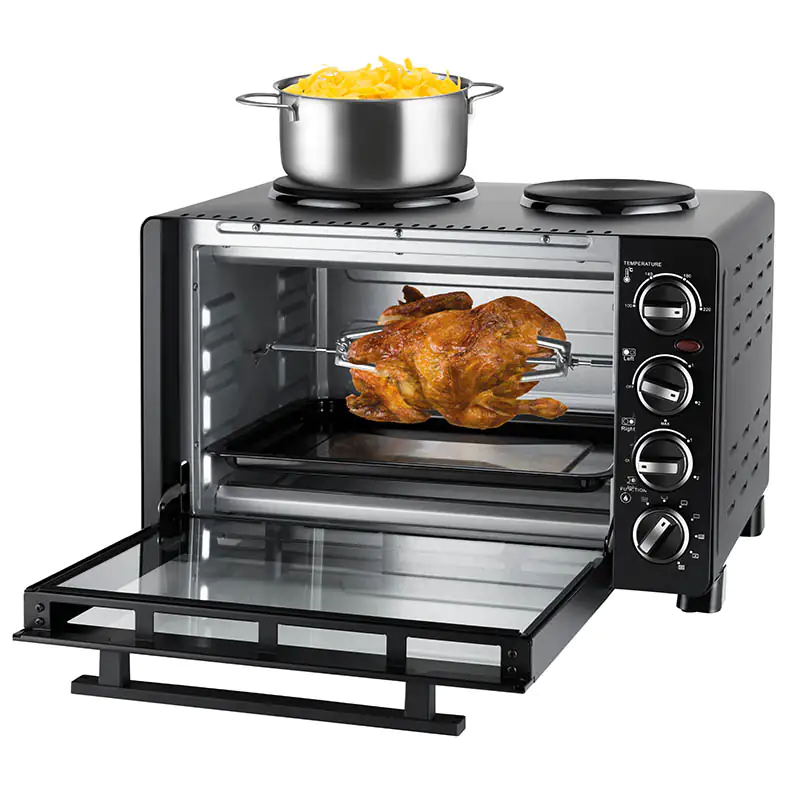 Unold Kleinküche Minibackofen All In One 30 L Backraum, 2 Kochplatten