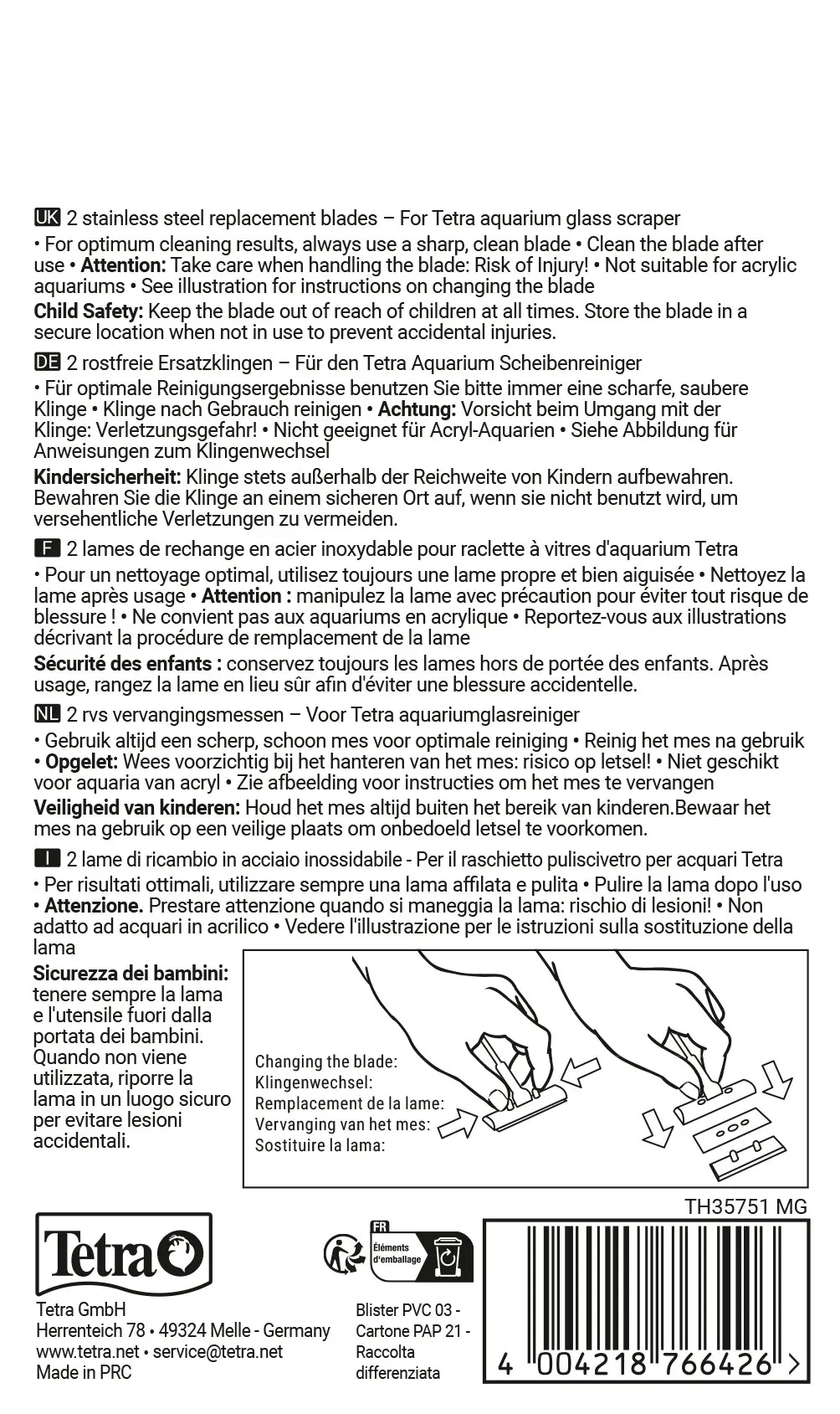 Tetra Ersatzklingen für Scheibenreiniger SB 45