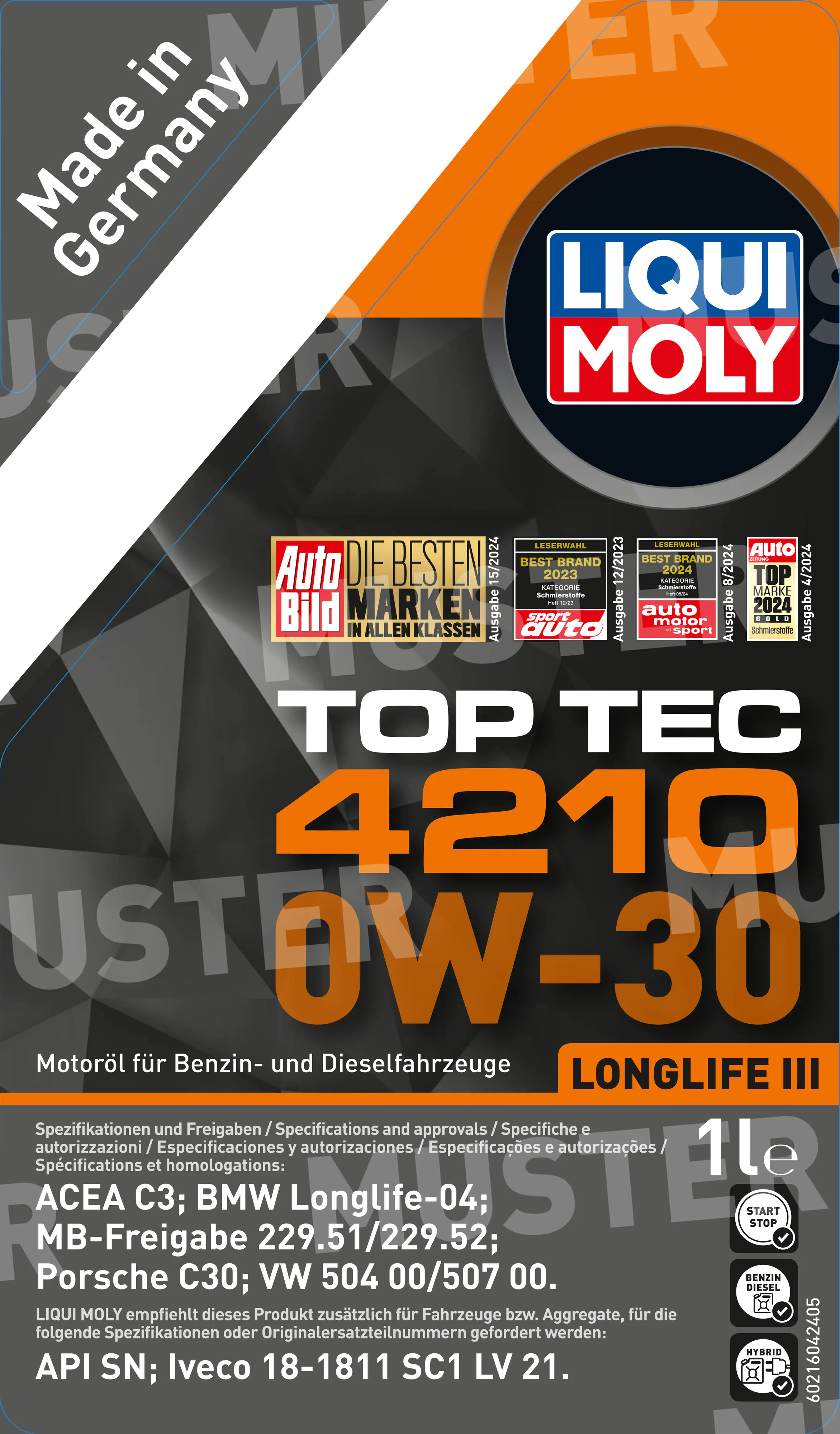 Liqui Moly Motoröl Top Tec 4210 0W-30 1 L