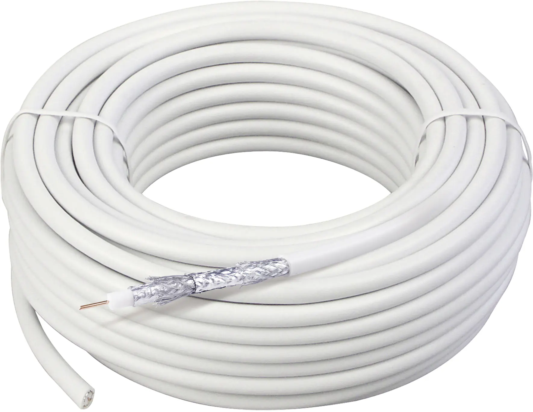 Schwaiger Koaxialkabel KOX11510 052 (115dB) weiß, 10,0m, 4-fach geschirmt, ohne F Stecker