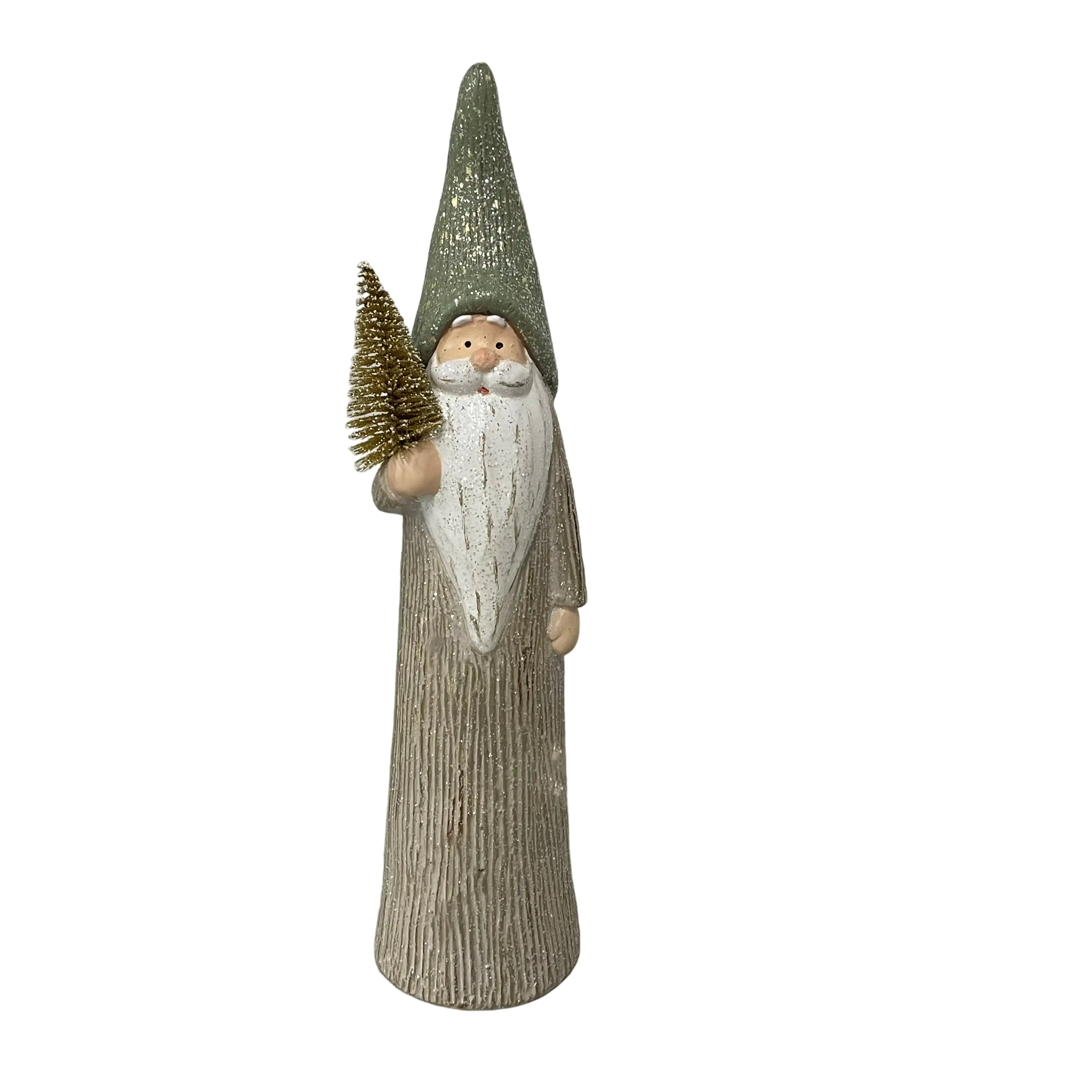 TrendLine Dekofigur Keramik Weihnachtsmann 34 x 8 cm grün-weiß