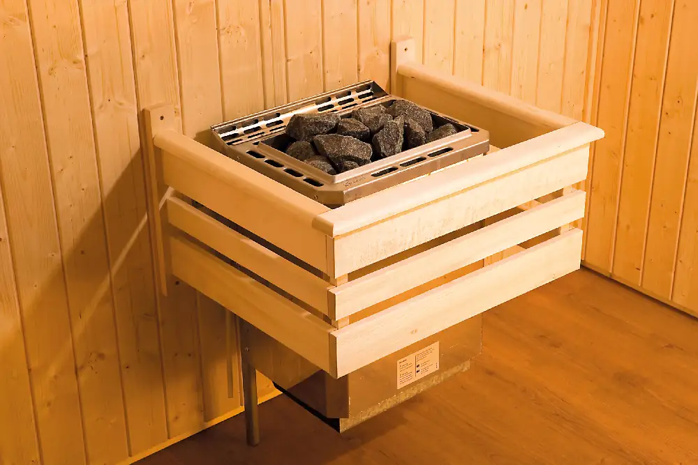 Weka Massivholzsauna Turku 1 mit Glastür mit Sparset 1