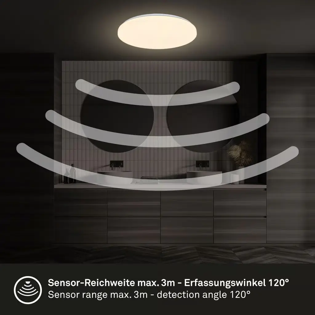 Briloner LED-Deckenleuchte Walk mit Bewegungsmelder Ø 27 x 6,5 cm warmweiß weiß