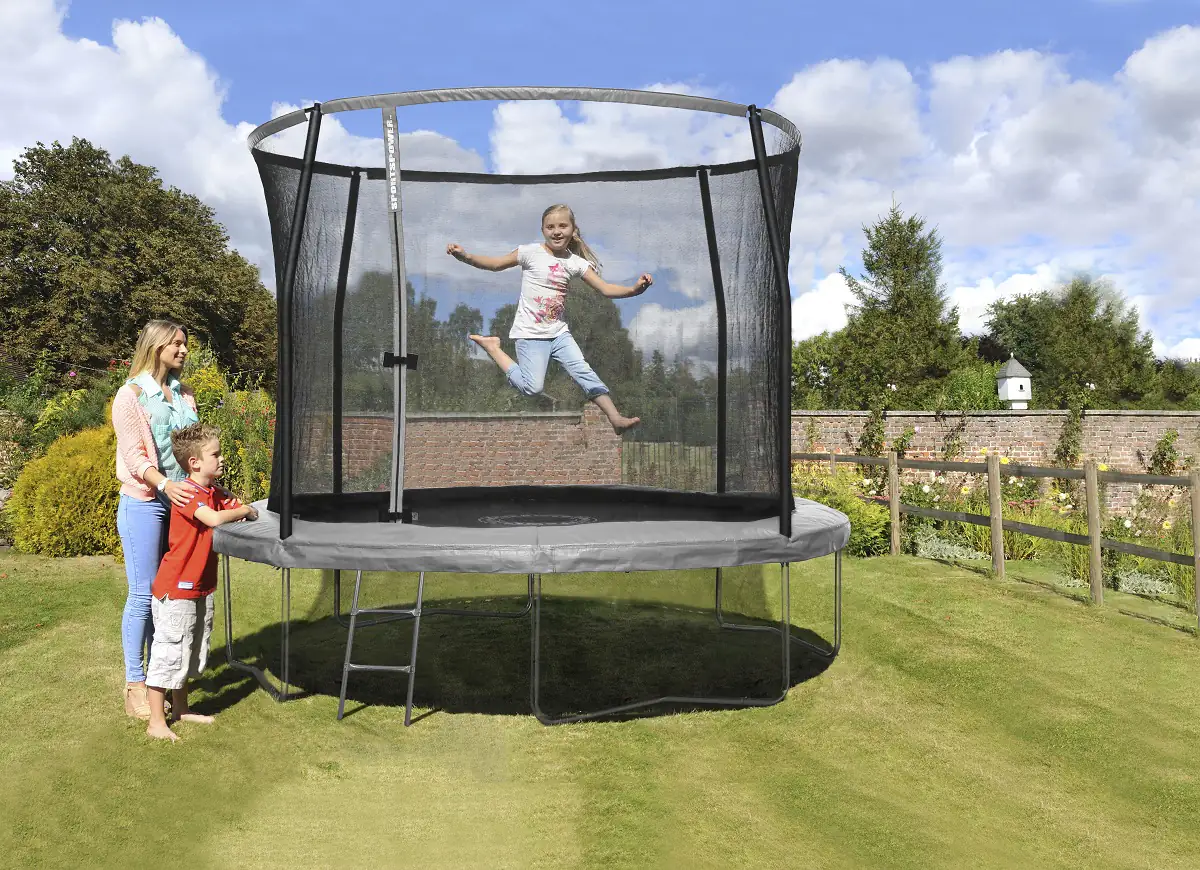 Sportspower Trampolin mit Sicherheitsnetz und Leiter anthrazit Ø 305 cm