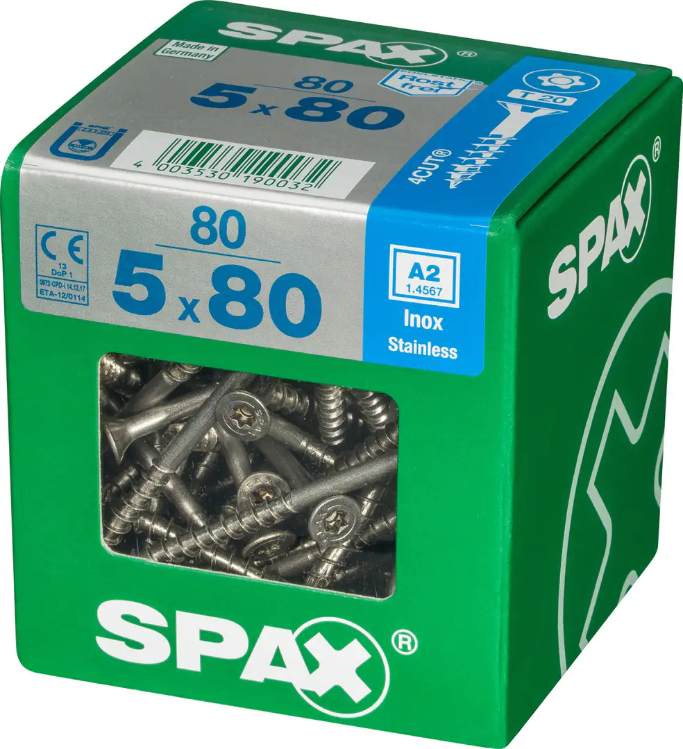 Spax Universalschrauben 5.0 x 80 mm TX 20 - 80 Stück Edelstahl