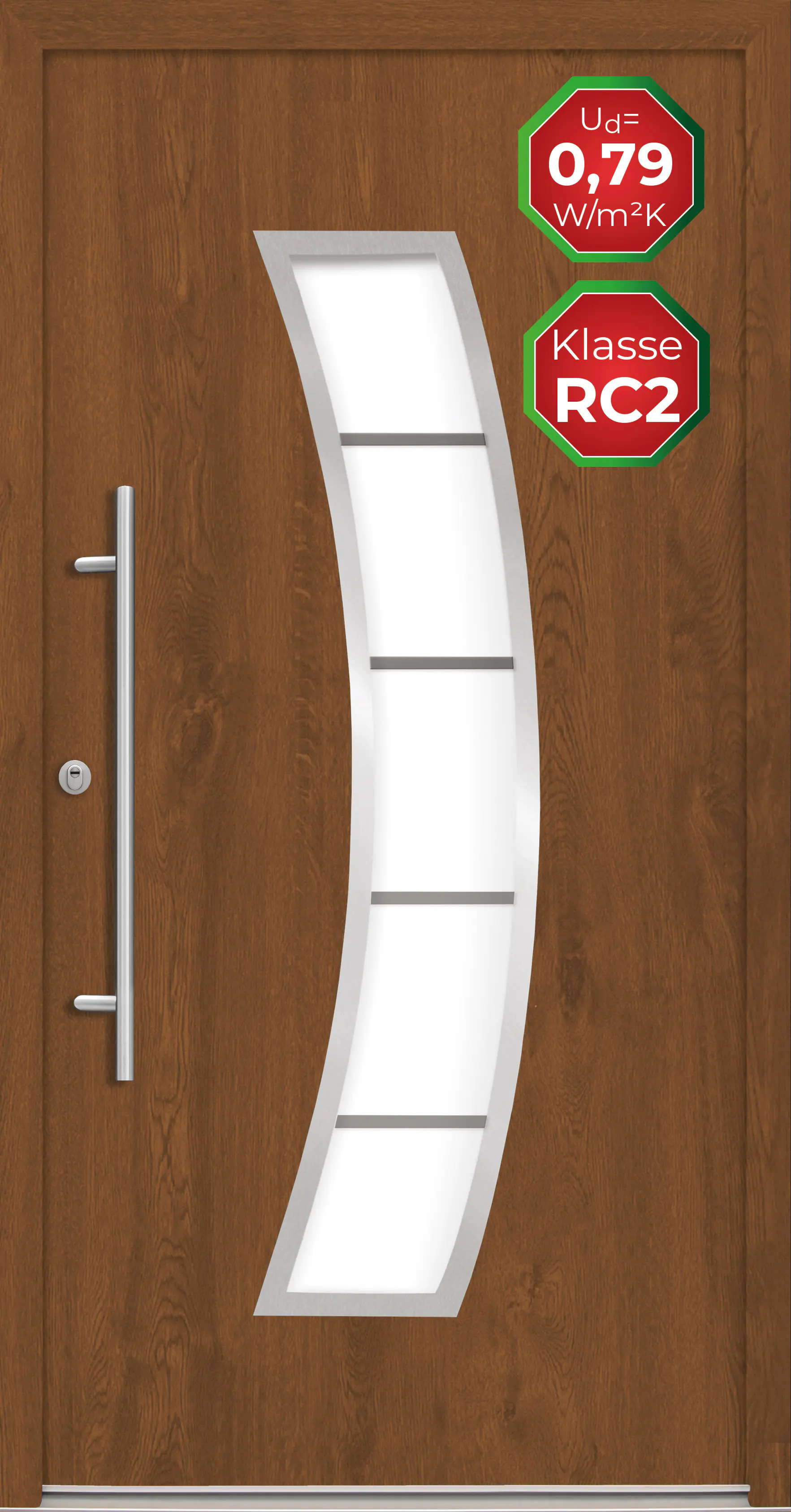 Splendoor Haustür Passivedoor Premium P14 RC2 Golden Oak DIN Links 100 x 210 cm