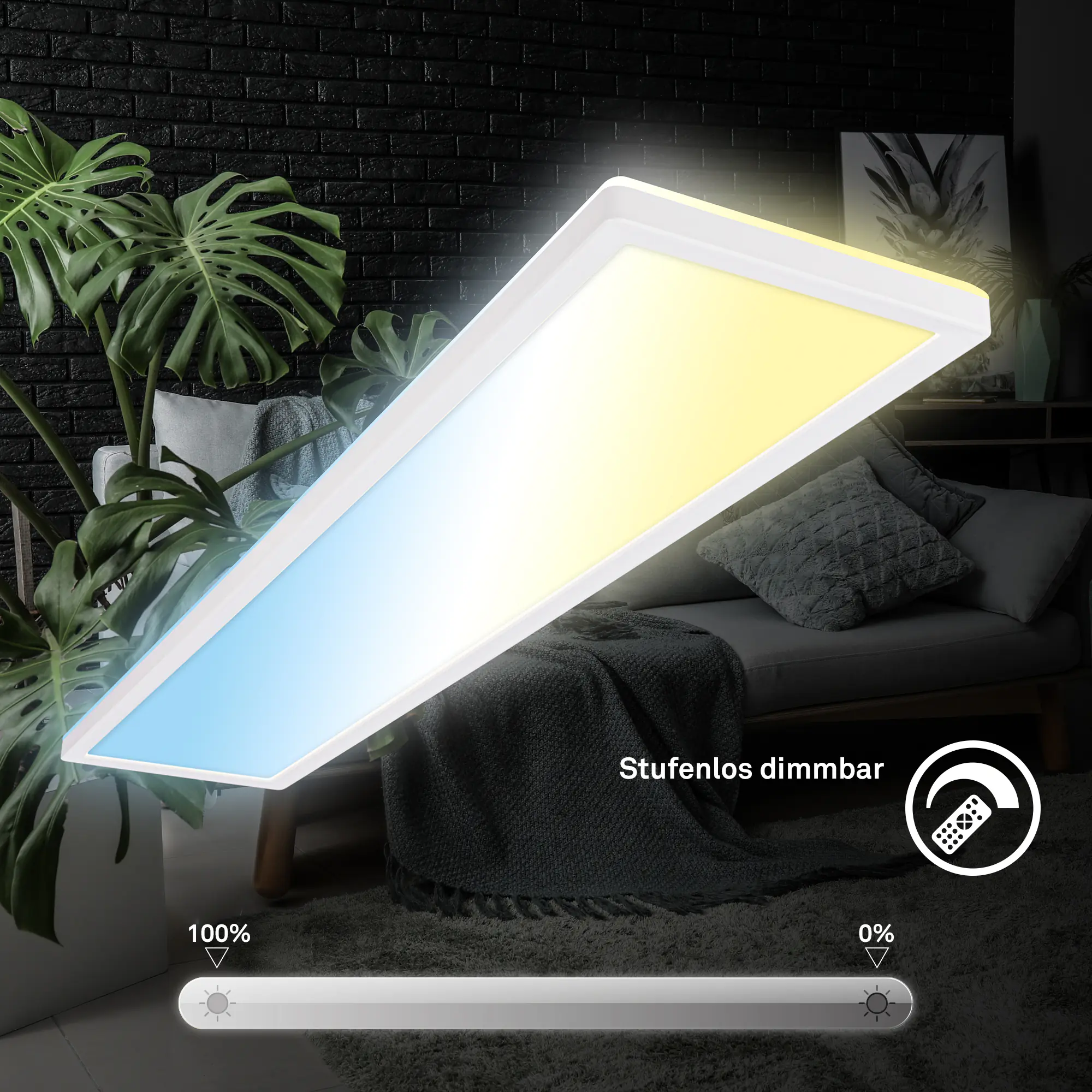 Briloner LED Panel Tava 36W 98x20x3 weiß dimmbar warmweiß-kaltweiß