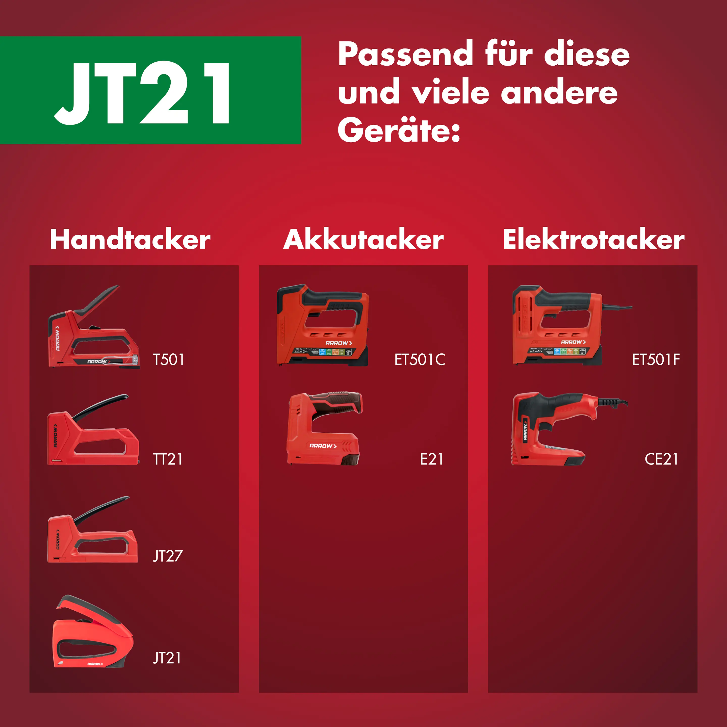 Arrow Tackerklammer Feindraht JT21 10 mm Stoff & Gewebe 5000 Stück