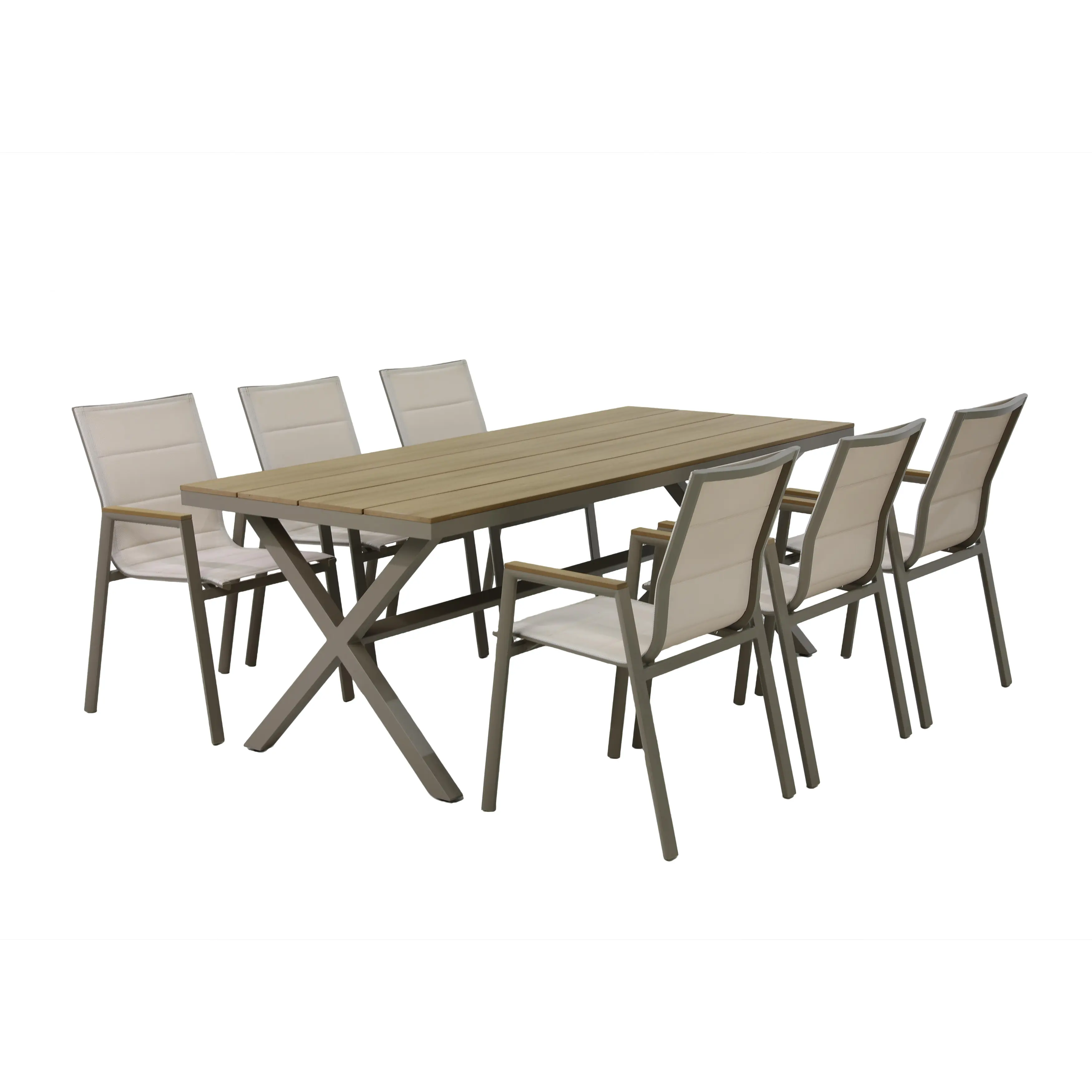 Primaster Garten-Essgruppe Milos 6 Personen Aluminium taupe/creme