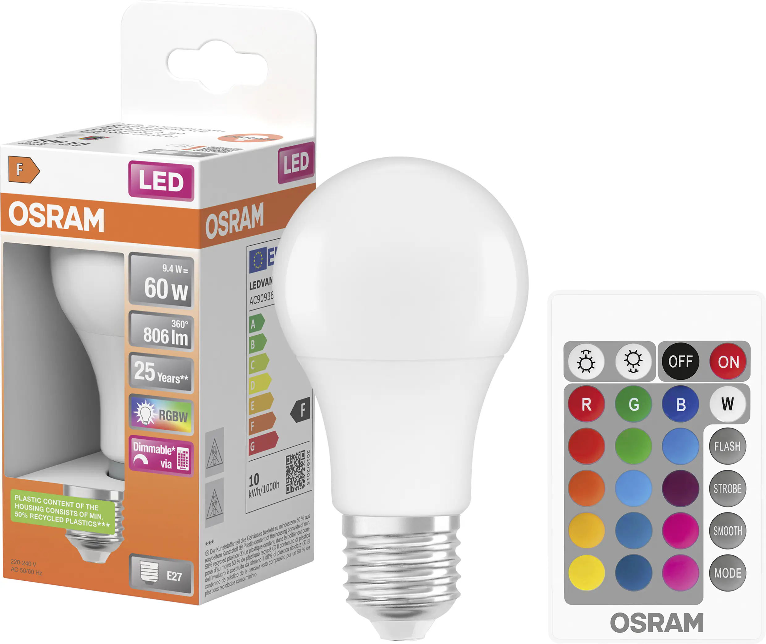 Osram LED Leuchtmittel Star Classic A 60 E27 9W warmweiß, weiß matt