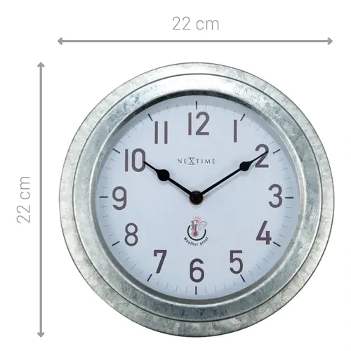 Nextime Außenwanduhr Poppy Ø 22 cm silber