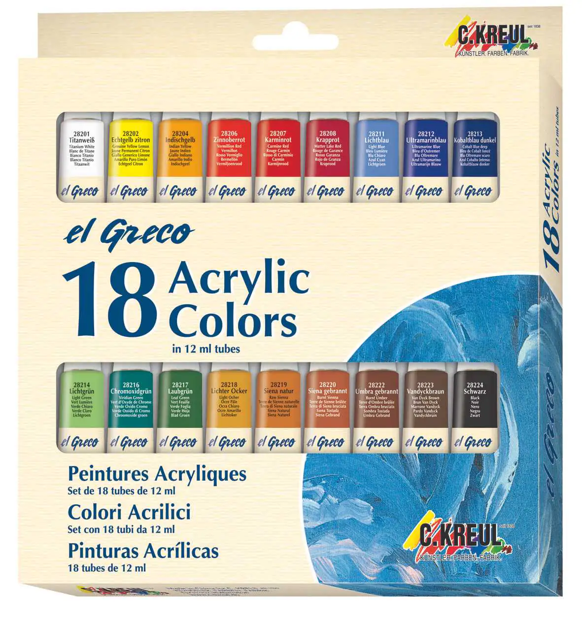 Kreul el Greco Acrylic Tuben Set 18 x 12 ml 