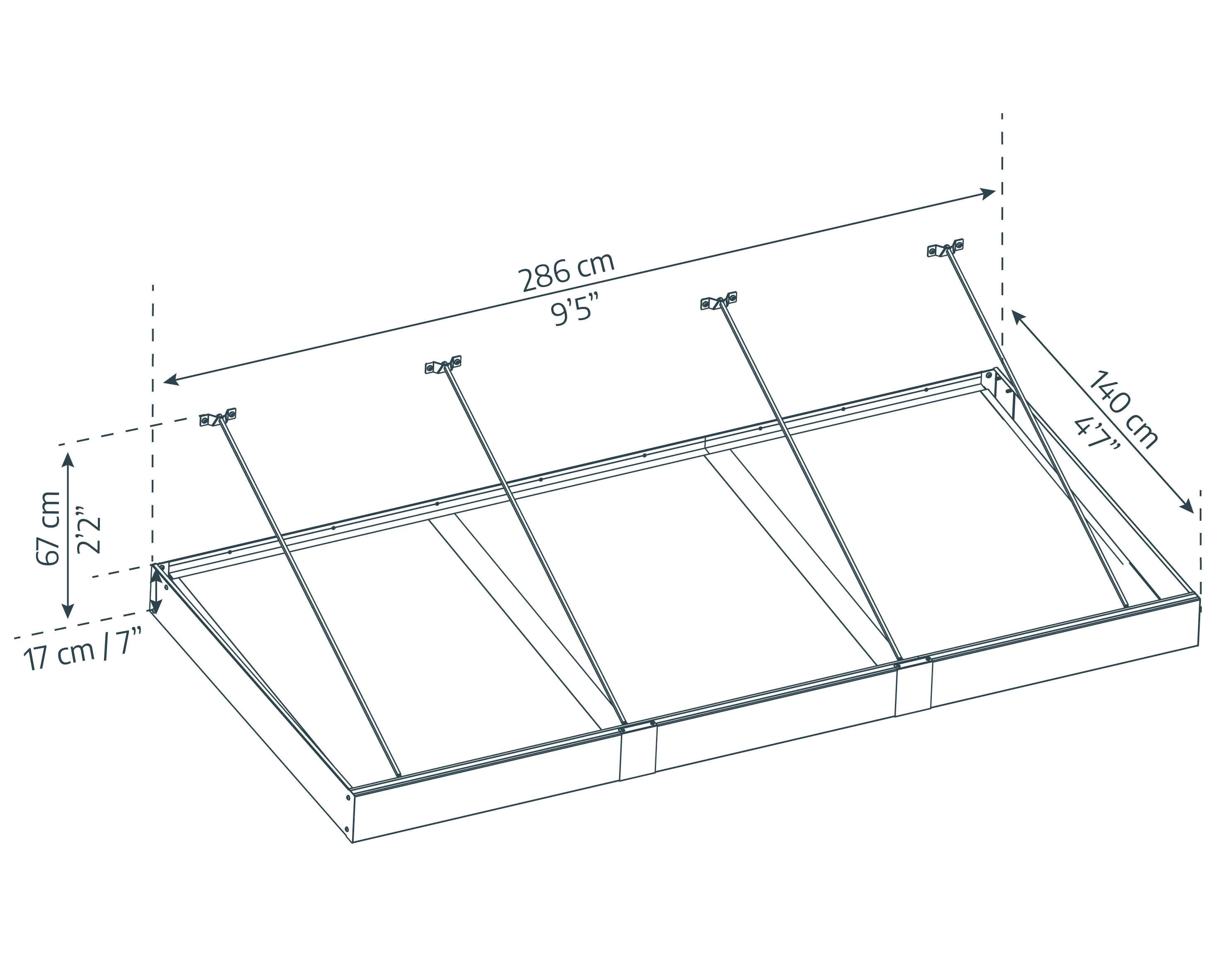Canopia Vordach Sophia XL 3000 Grau Alu 286 x 140 cm