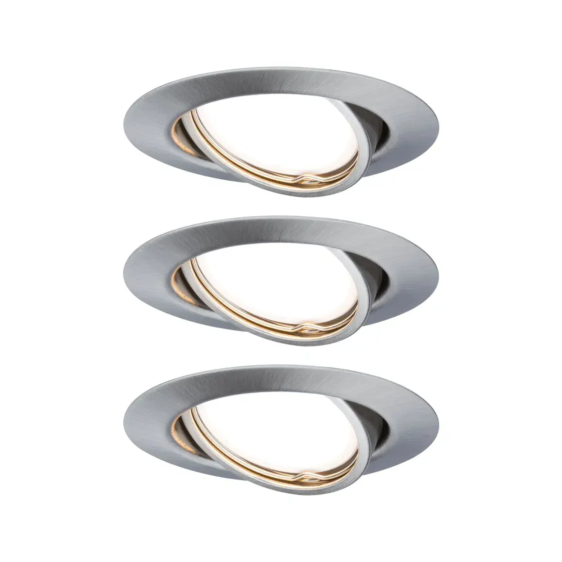 Paulmann LED-Einbauleuchte Base Coin eisen gebürstet dimmbar & schwenkbar 3er Set